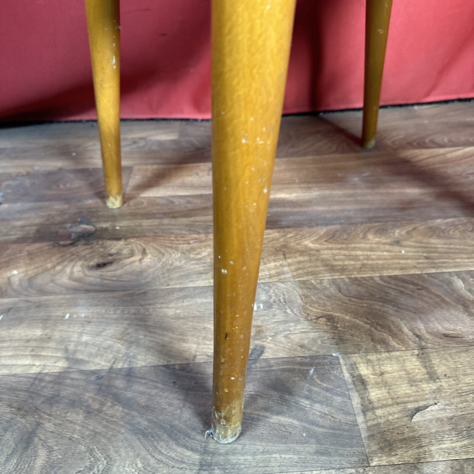 Dining Chair Mid Century Blue Vinyl Seat Cushion Made In Romania PROP