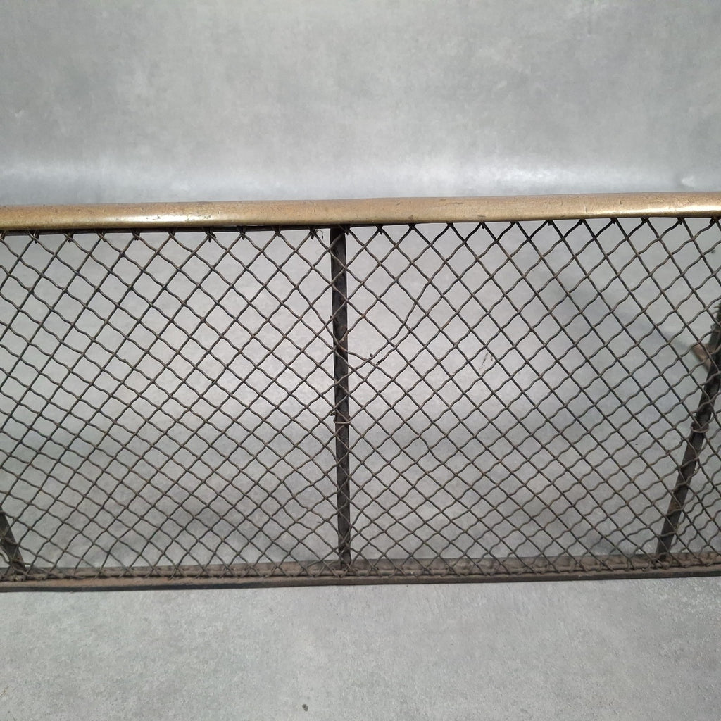 Antique 19th Century Nursery Spark Guard Brass Rim & Wire Mesh Fireplace Screen