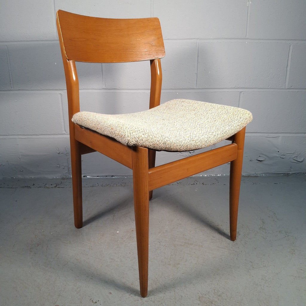 Vintage Mid-Century Modern Dining Chair | Teak Tone Wood & Woven Seat | Used | Previously Glued