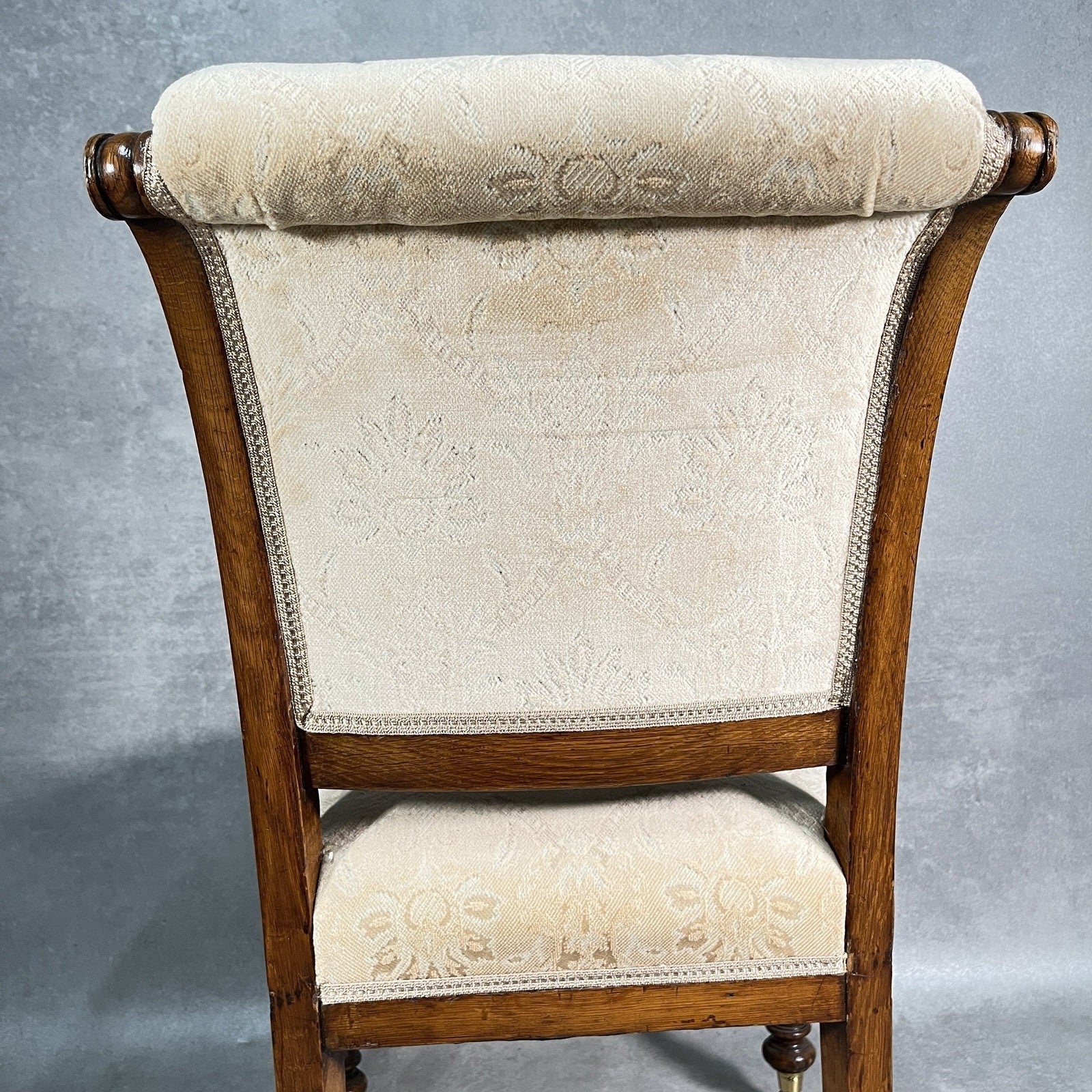 Victorian Scroll Back Mahogany Dining Chair | c.1880 | Brass Castors | Antique | Used