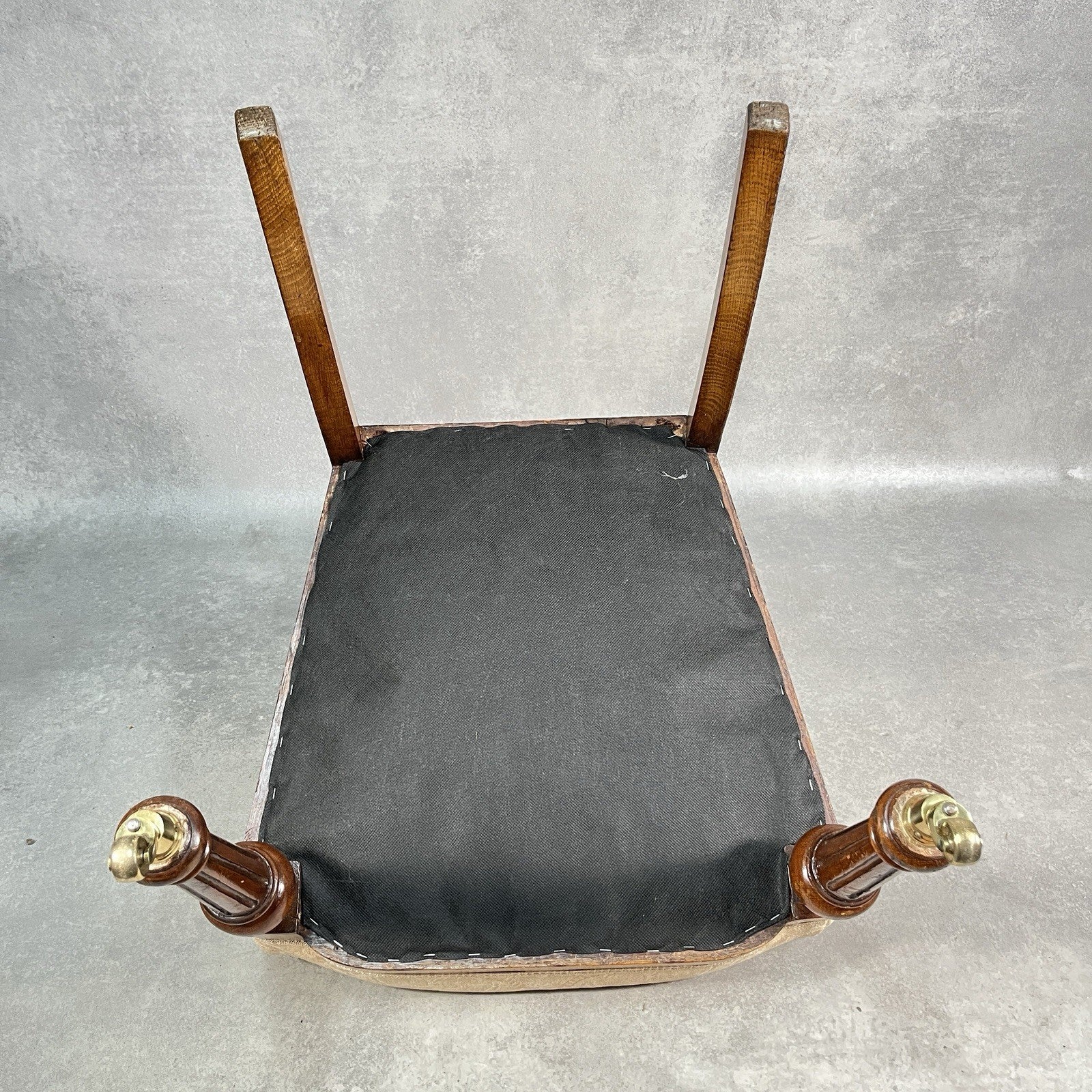 Victorian Scroll Back Mahogany Dining Chair | c.1880 | Brass Castors | Antique | Used