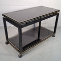 Pierre Vandel Paris Coffee Table On Castors Vintage Black & Gold Two Tier