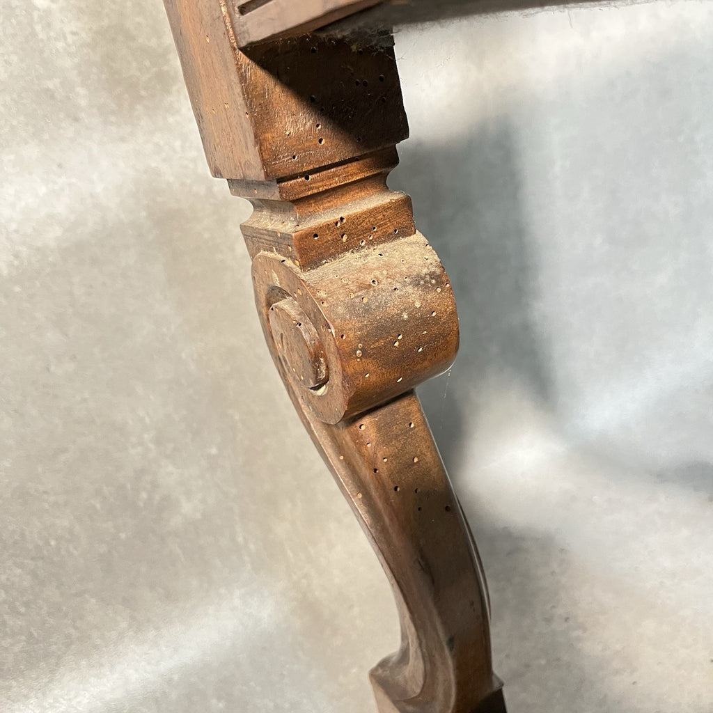 Antique Victorian Renaissance Revival Oak Hall Chair c.1880s Tooled Leather Seat