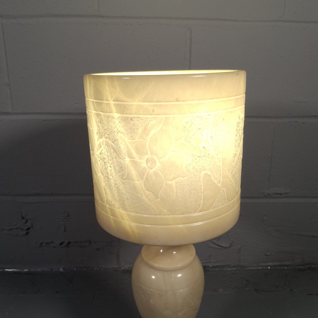 Vintage Alabaster Table Lamp with Matching Alabaster Shade | Mid-Century | Tested & Working | Used