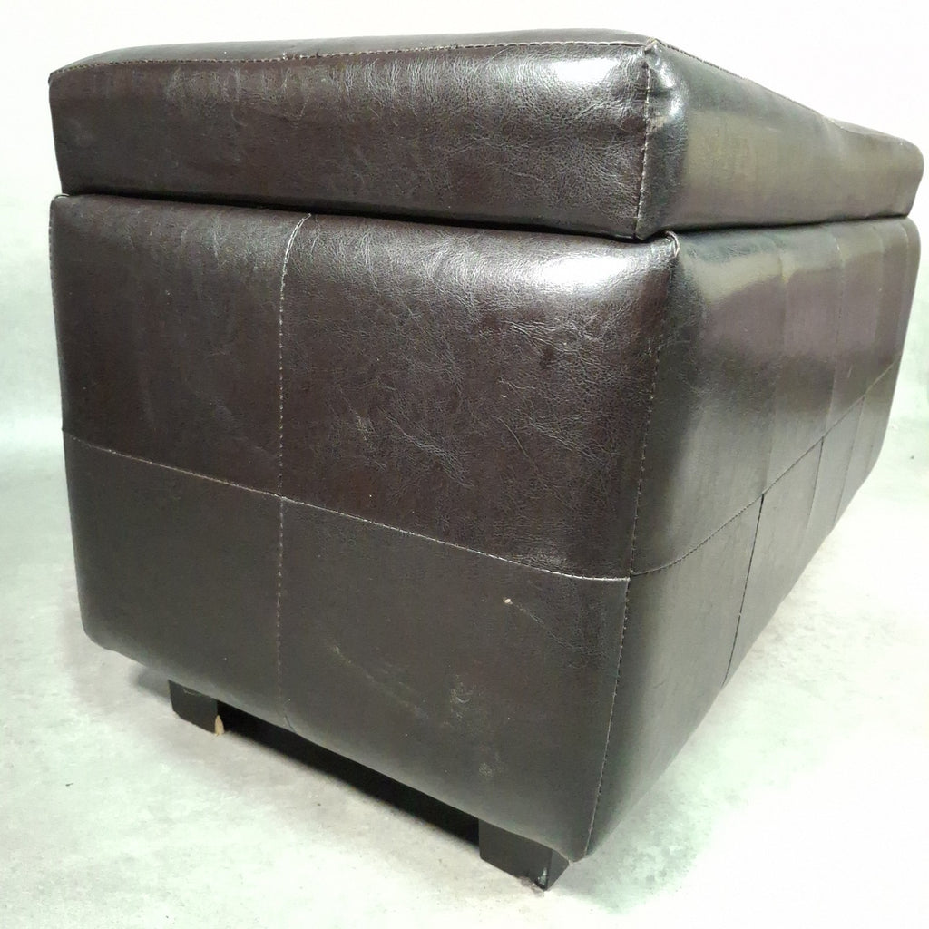 Brown Faux Leather Storage Ottoman Bench Seat Footstool Blanket Box Pouffe