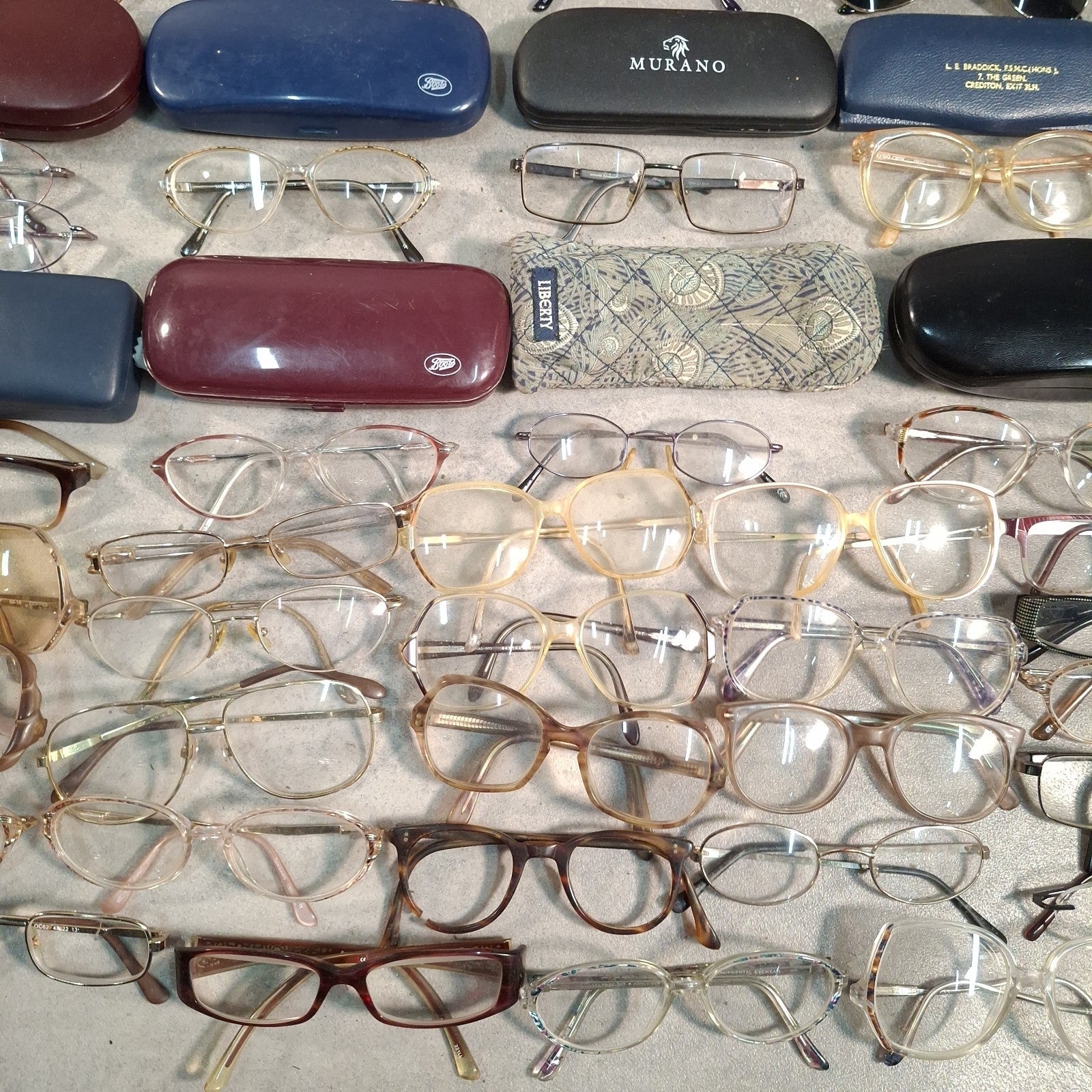 Job Lot of 91 Vintage Prescription Glasses & Spectacles | Mixed Eras | Many with Cases