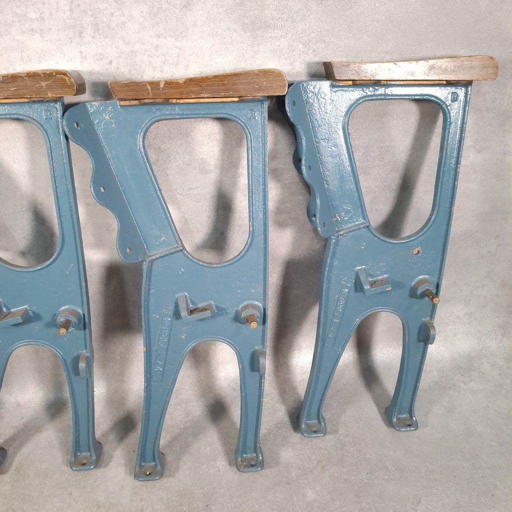 Vintage Art Deco Cinema Theatre Seats | Row of 3 Fold-Up Chairs | Red Fabric | Used