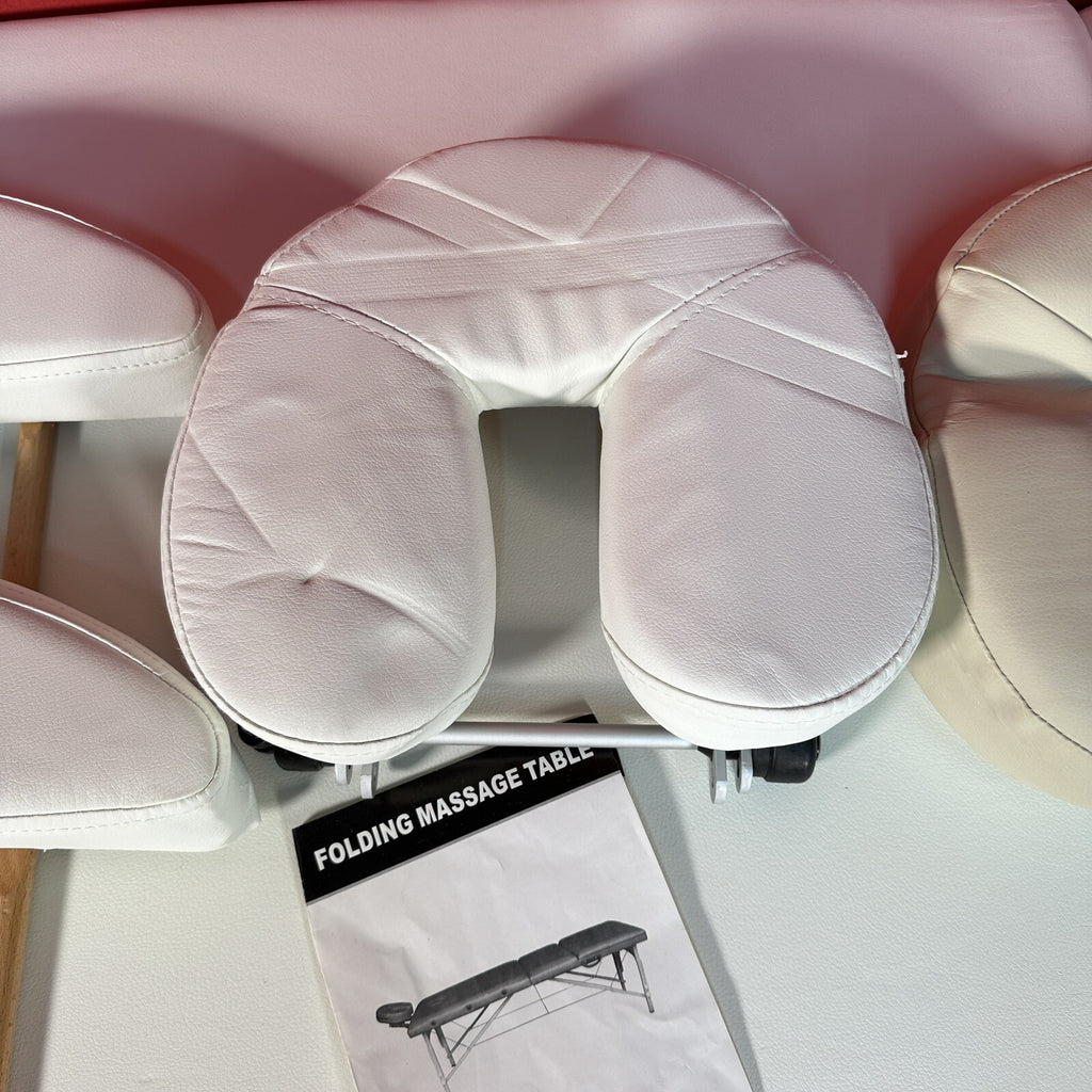 Tahiti Portable Massage Table | White Faux Leather | Height Adjustable | Used | Beauty Therapy