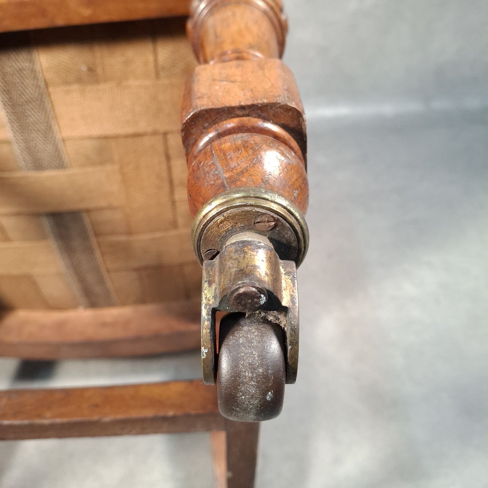 Antique Barber & Son Birmingham Walnut Carved Dining Hall Chair Brass Castors