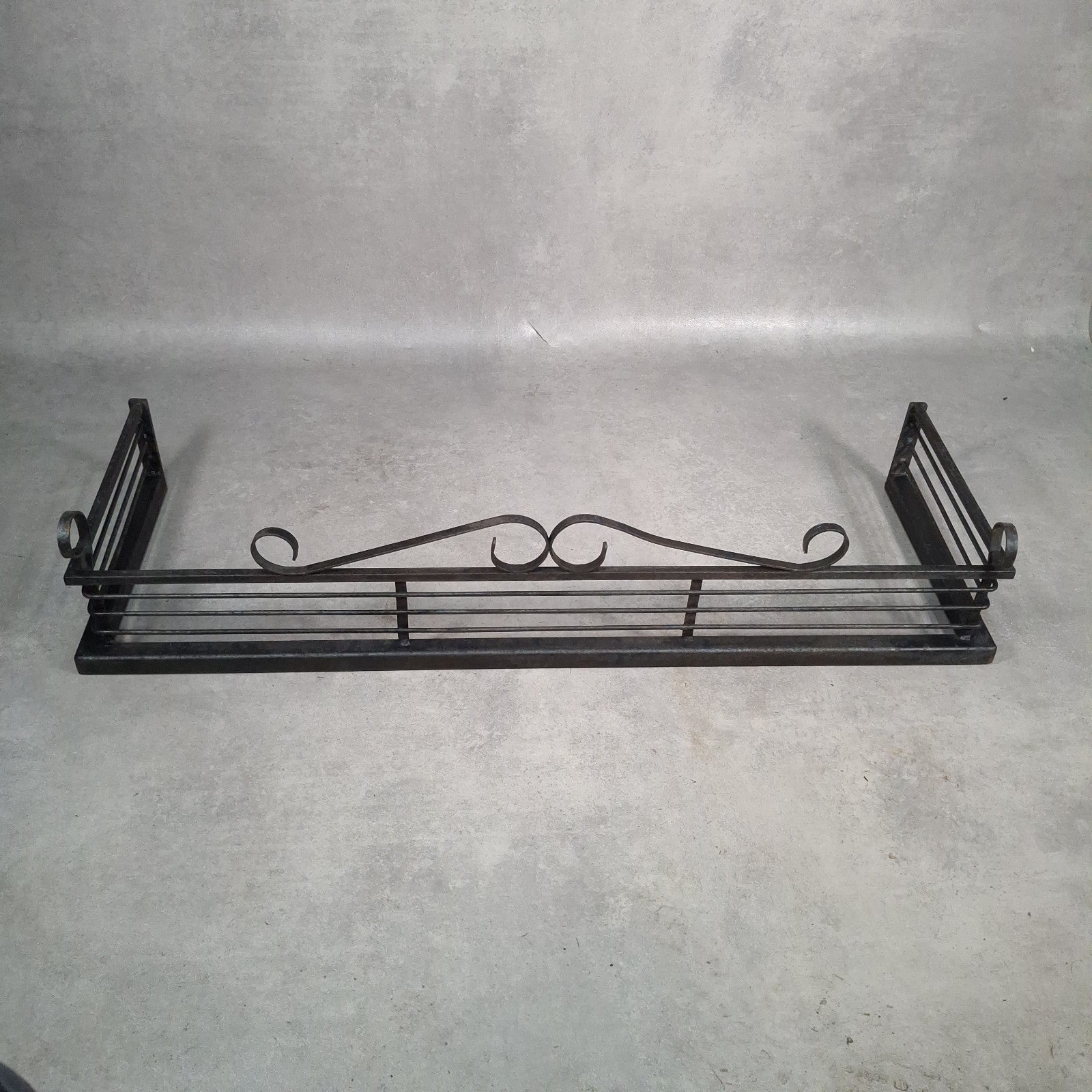 Vintage Black Metal Fireplace Fender | Hearth Kerb Guard | Wrought Iron Style | Used