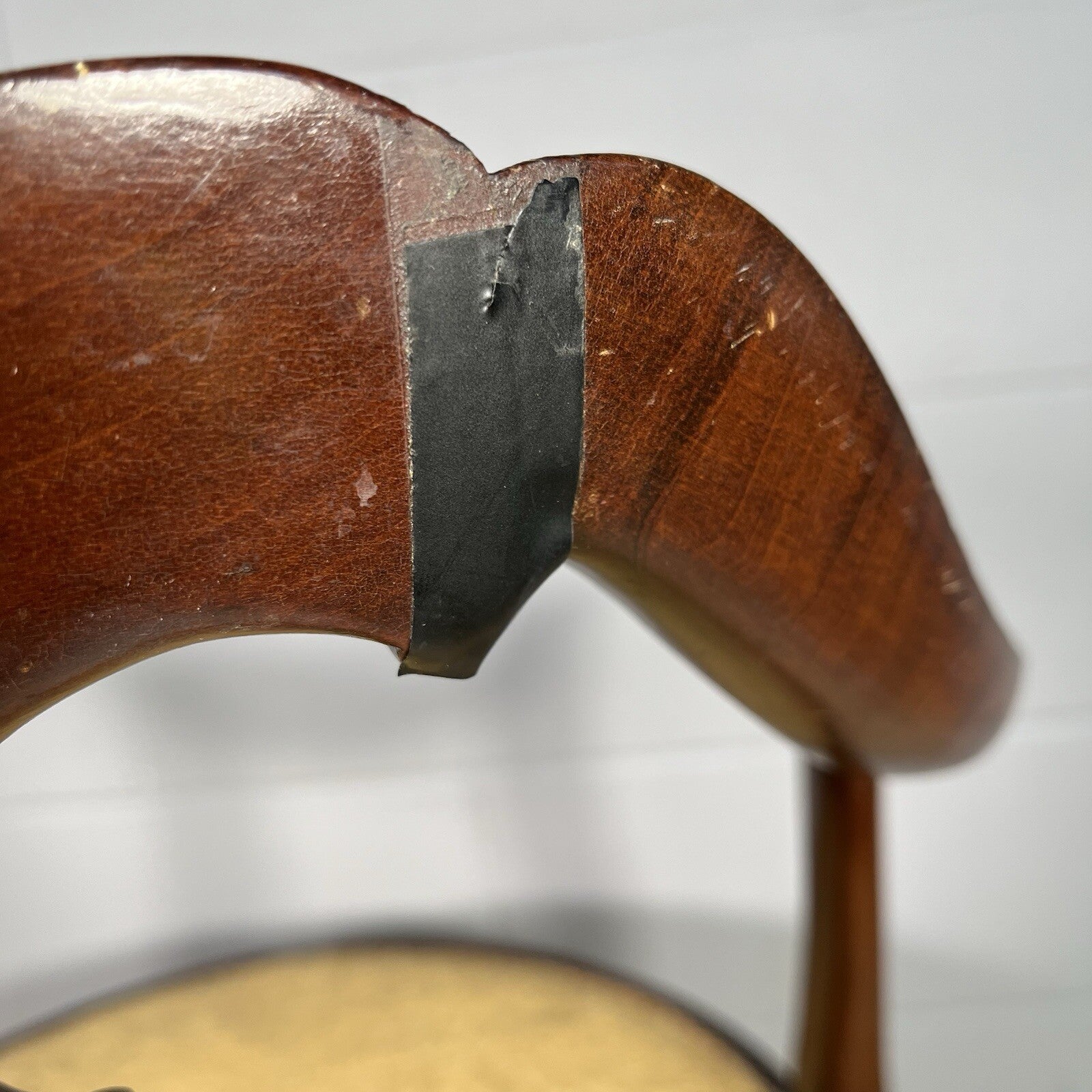 Edwardian Mahogany Upholstered Corner Chair | Oval Base | Antique | Used | Needs Repair