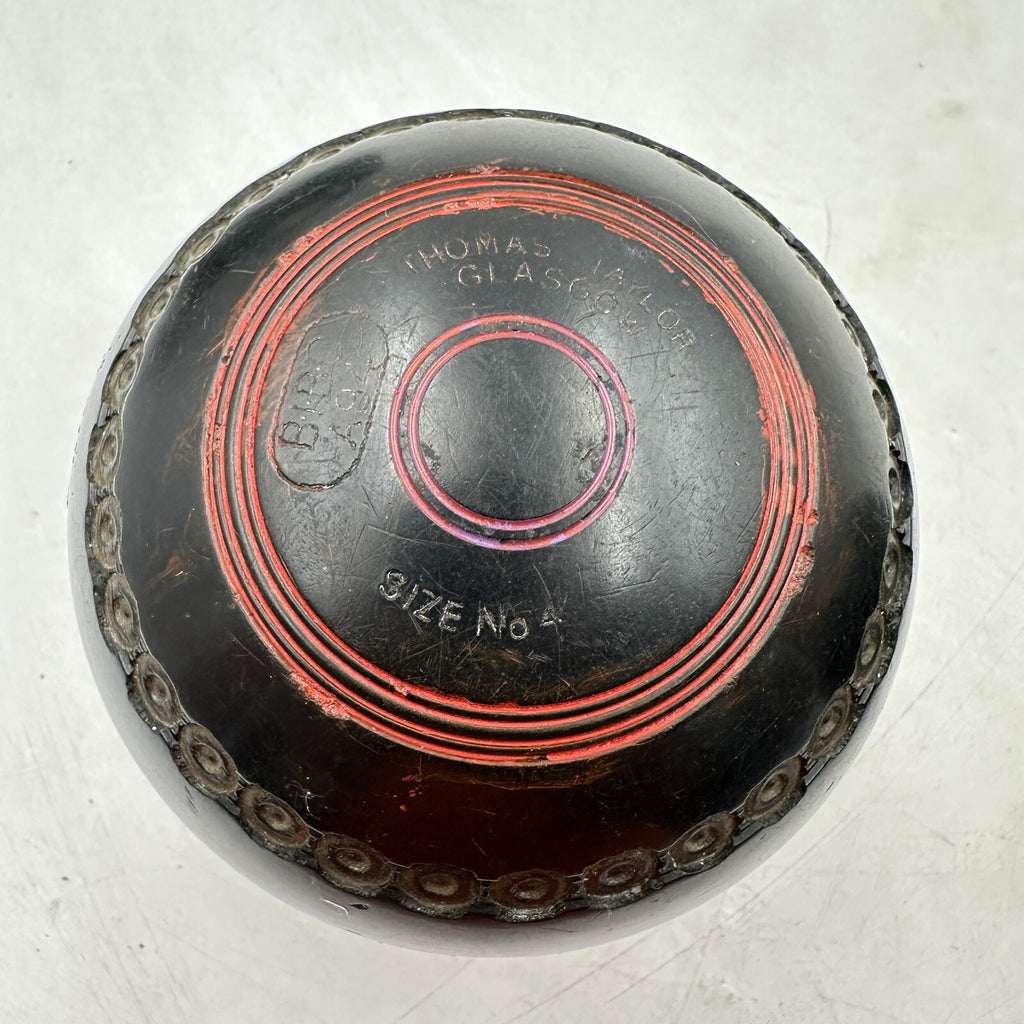 Thomas Taylor Lignoid Lawn Bowls - Size 4 - Pair - BCB Stamp - Made in England - With Carry Bag - Pre-Owned
