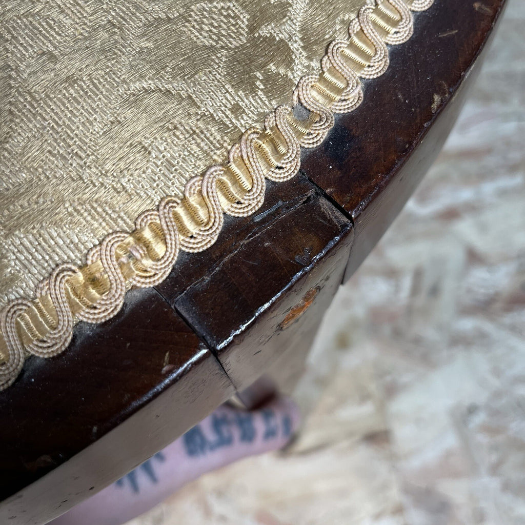 Edwardian Mahogany Upholstered Corner Chair | Oval Base | Antique | Used | Needs Repair