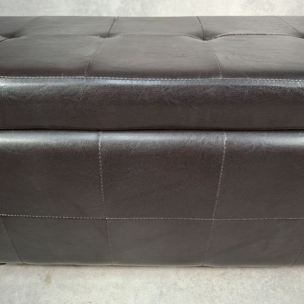 Brown Faux Leather Storage Ottoman Bench Seat Footstool Blanket Box Pouffe