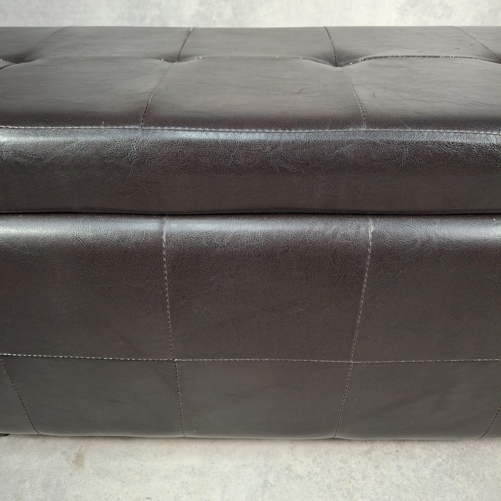 Brown Faux Leather Storage Ottoman Bench Seat Footstool Blanket Box Pouffe