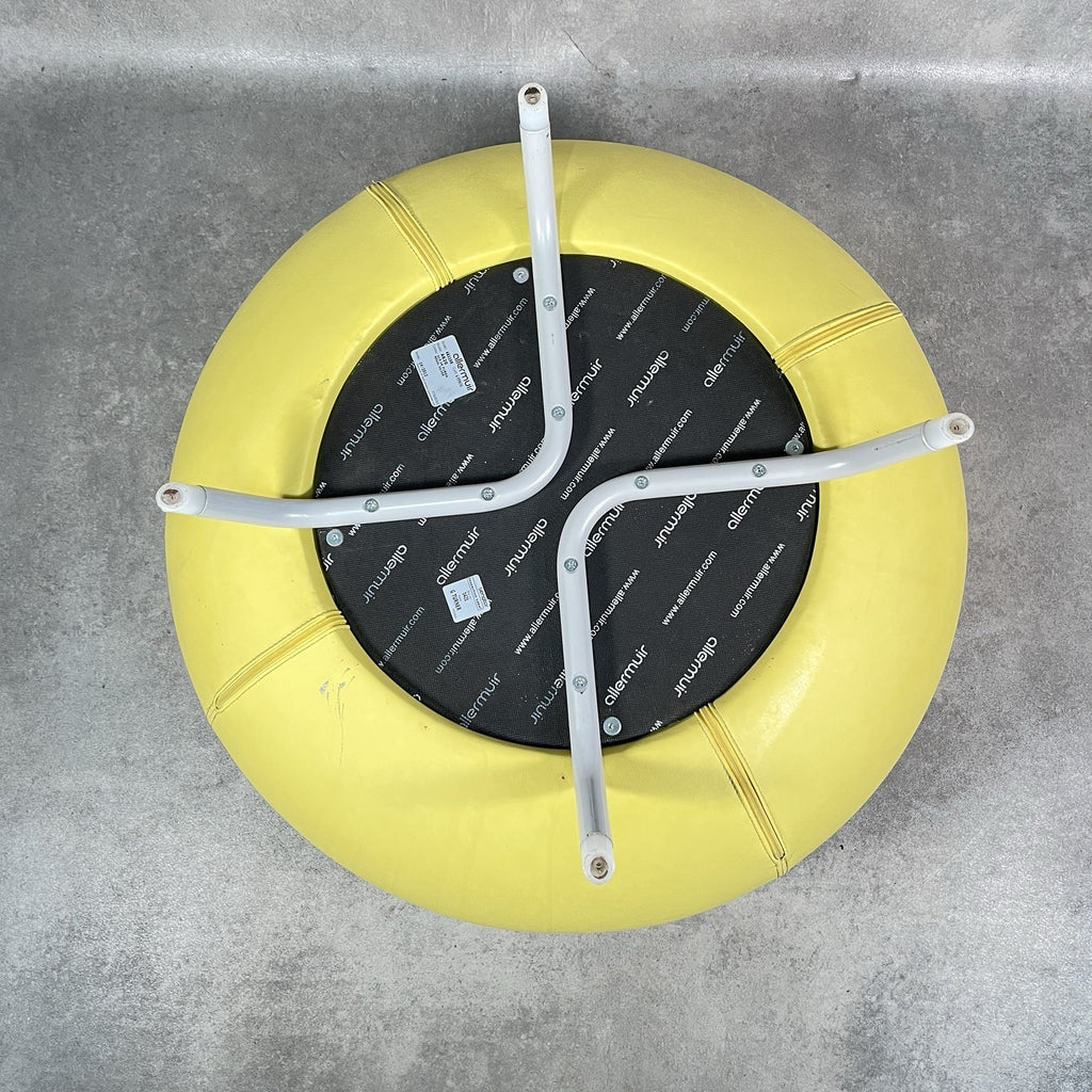 Allermuir A621 Pouf Ottoman | Yellow Vinyl | Furka Regal Silver Frame | 2012 | Commercial Grade | Used