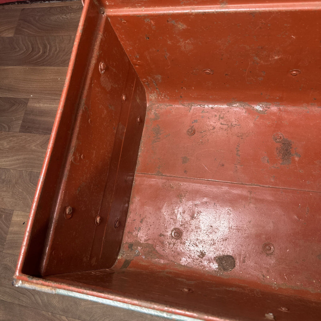 Large Vintage Metal Dome-Top Steamer Trunk - Storage Chest, Stage Prop, One Latch Missing, Used
