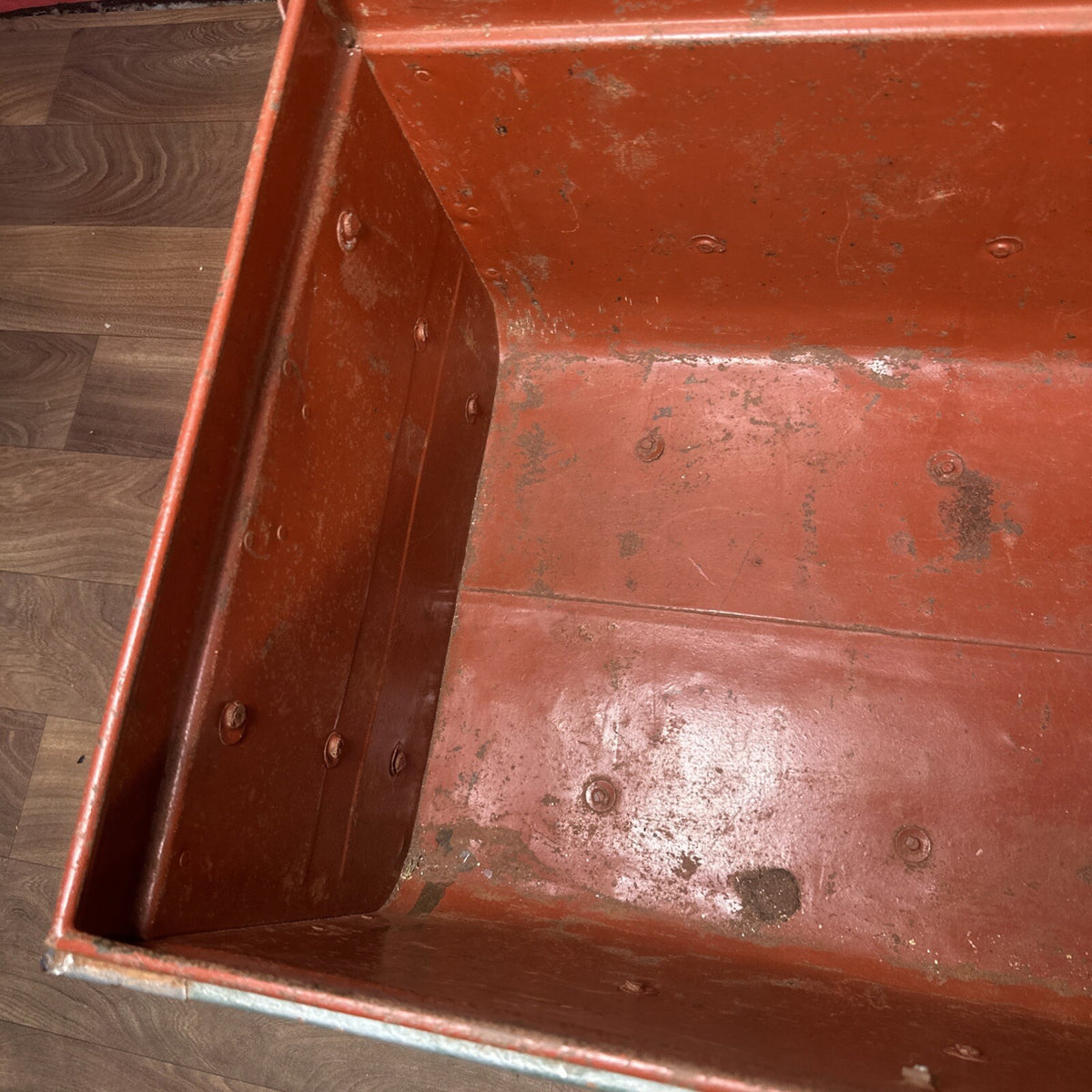 Large Vintage Metal Dome-Top Steamer Trunk - Storage Chest, Stage Prop, One Latch Missing, Used