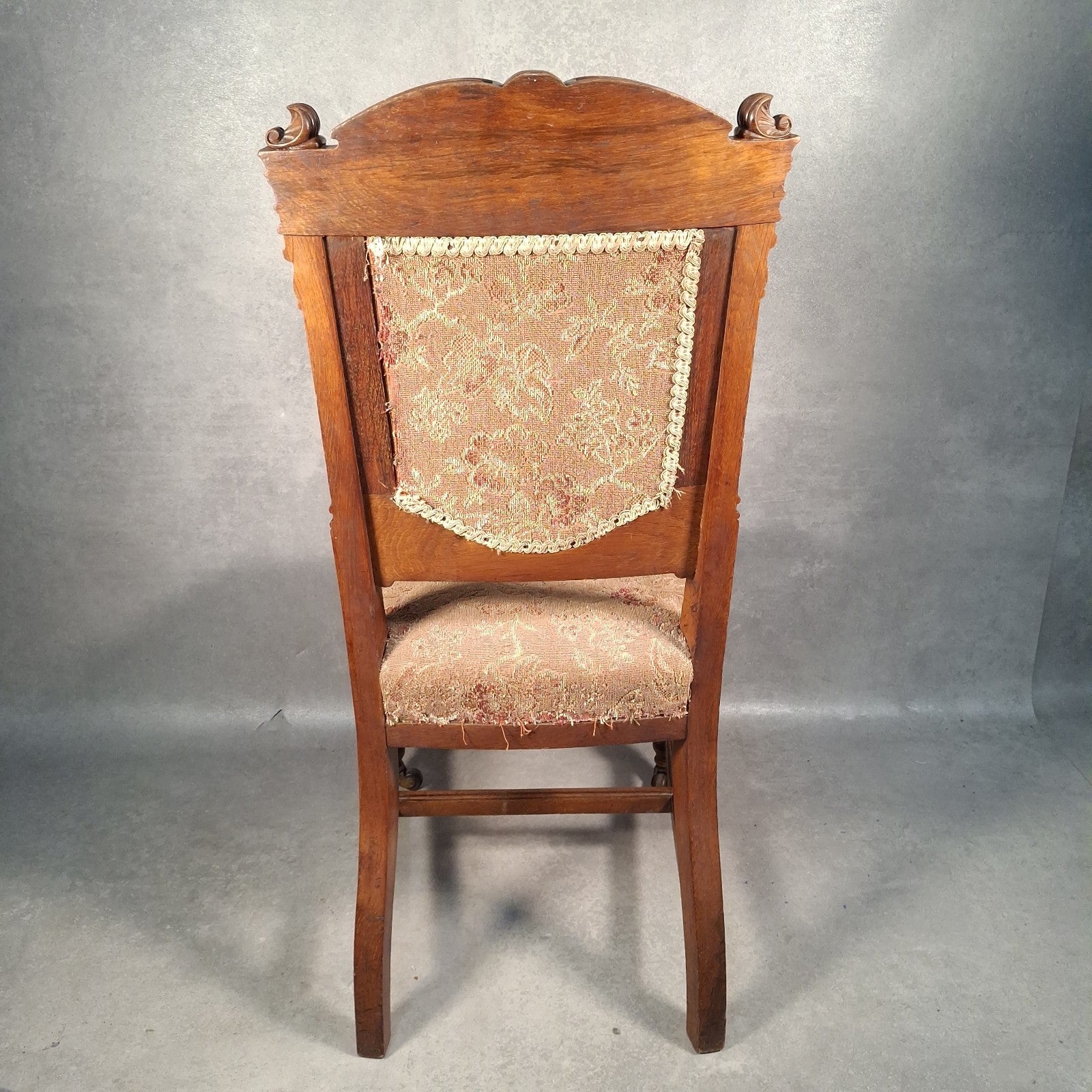 Antique Barber & Son Birmingham Walnut Carved Dining Hall Chair Brass Castors