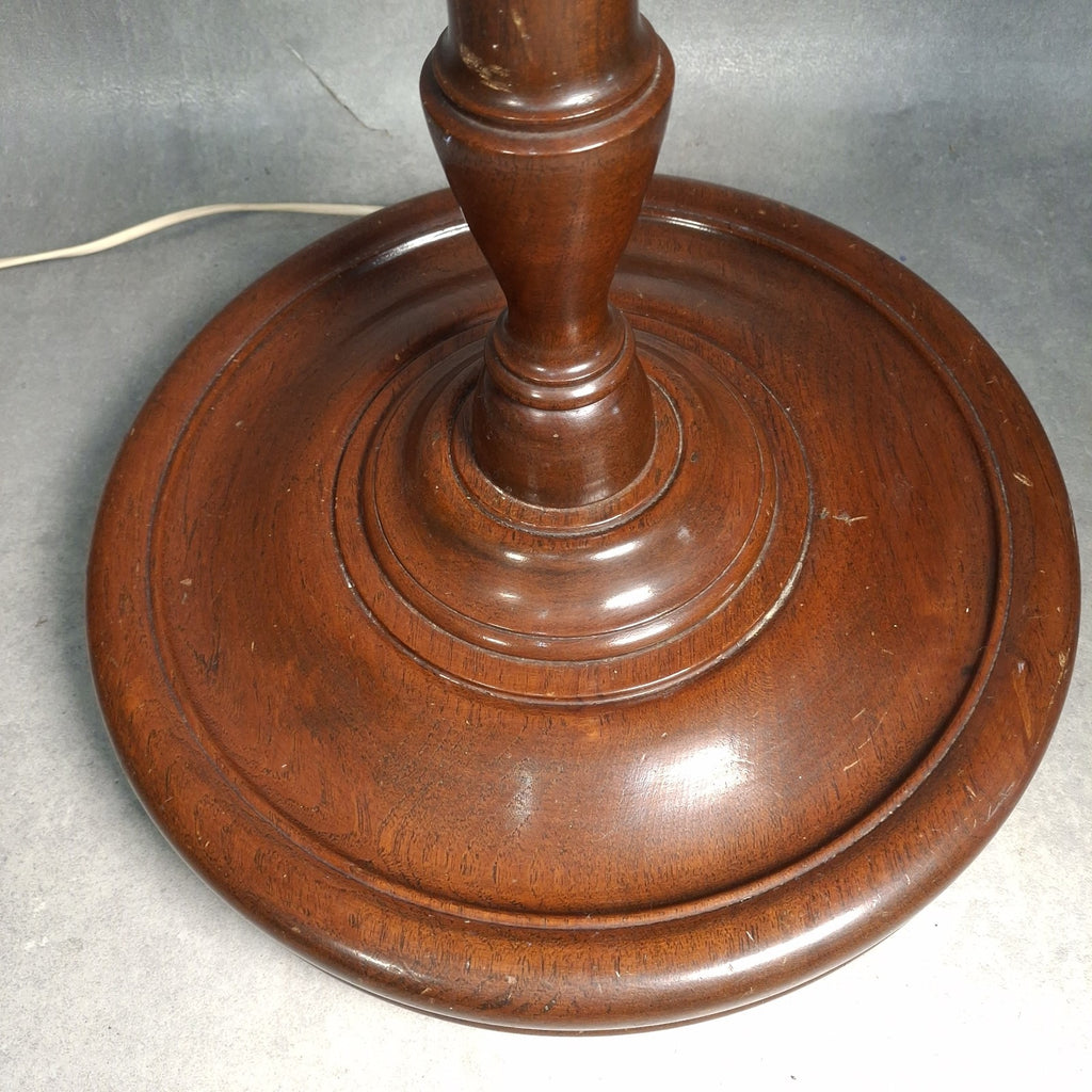Vintage Carved Wooden Standard Floor Lamp Oriental Bamboo Motif Tall Asian
