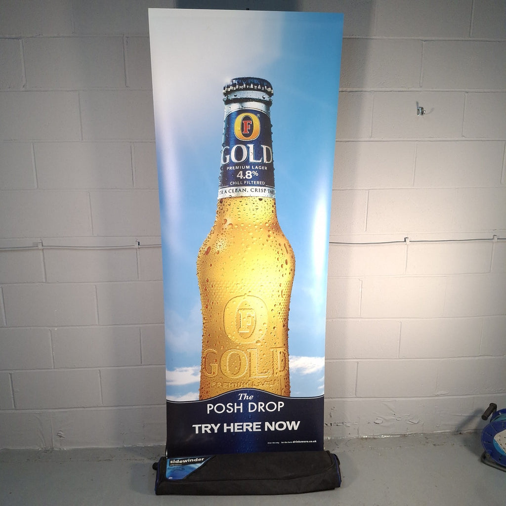 Fosters Gold Pull Up Advertisement Banner Sidewinder Retractable Display Mancave
