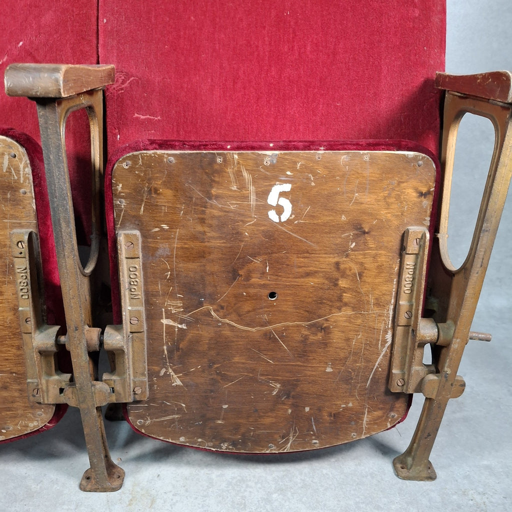Art Deco Cinema Theatre Twin Seats 2 Chair Fold Up Vintage Prop