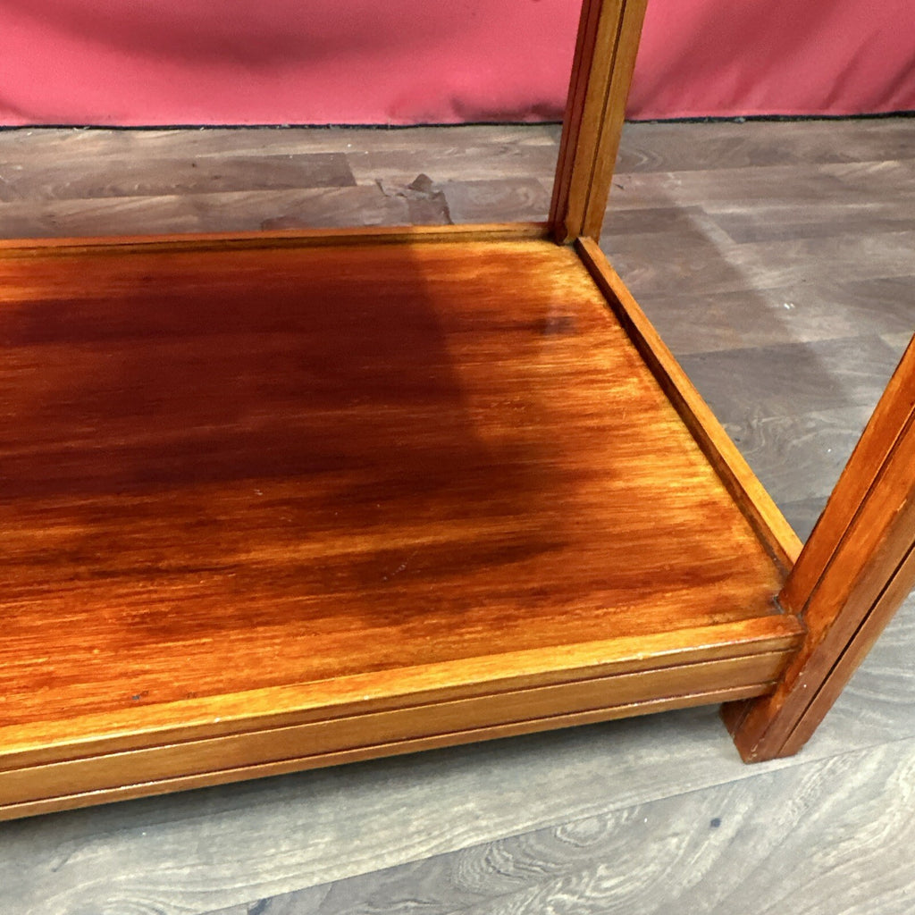 Vintage Square Coffee Table | Patterned Top | Retro Side Table | Used | Orange Tones