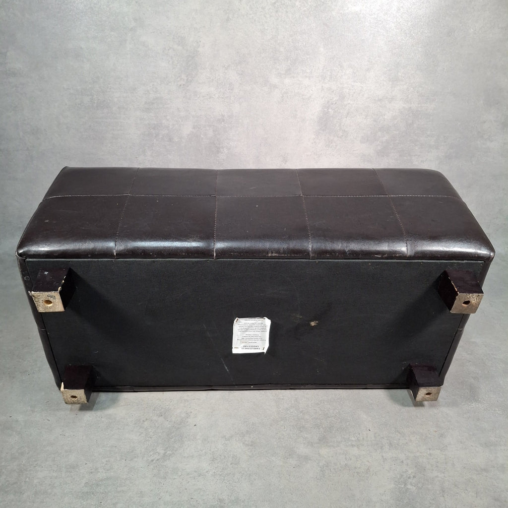 Brown Faux Leather Storage Ottoman Bench Seat Footstool Blanket Box Pouffe