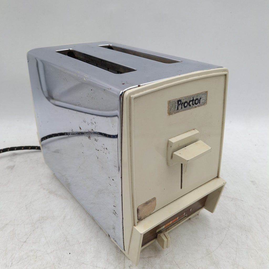 Proctor TJ3 Series 47F 2-Slice Toaster - Vintage Chrome & Cream - Made in USA - 220-240V - Pre-Owned