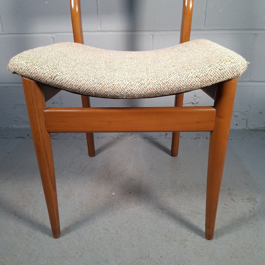 Vintage Mid-Century Modern Dining Chair | Teak Tone Wood & Woven Seat | Used | Previously Glued