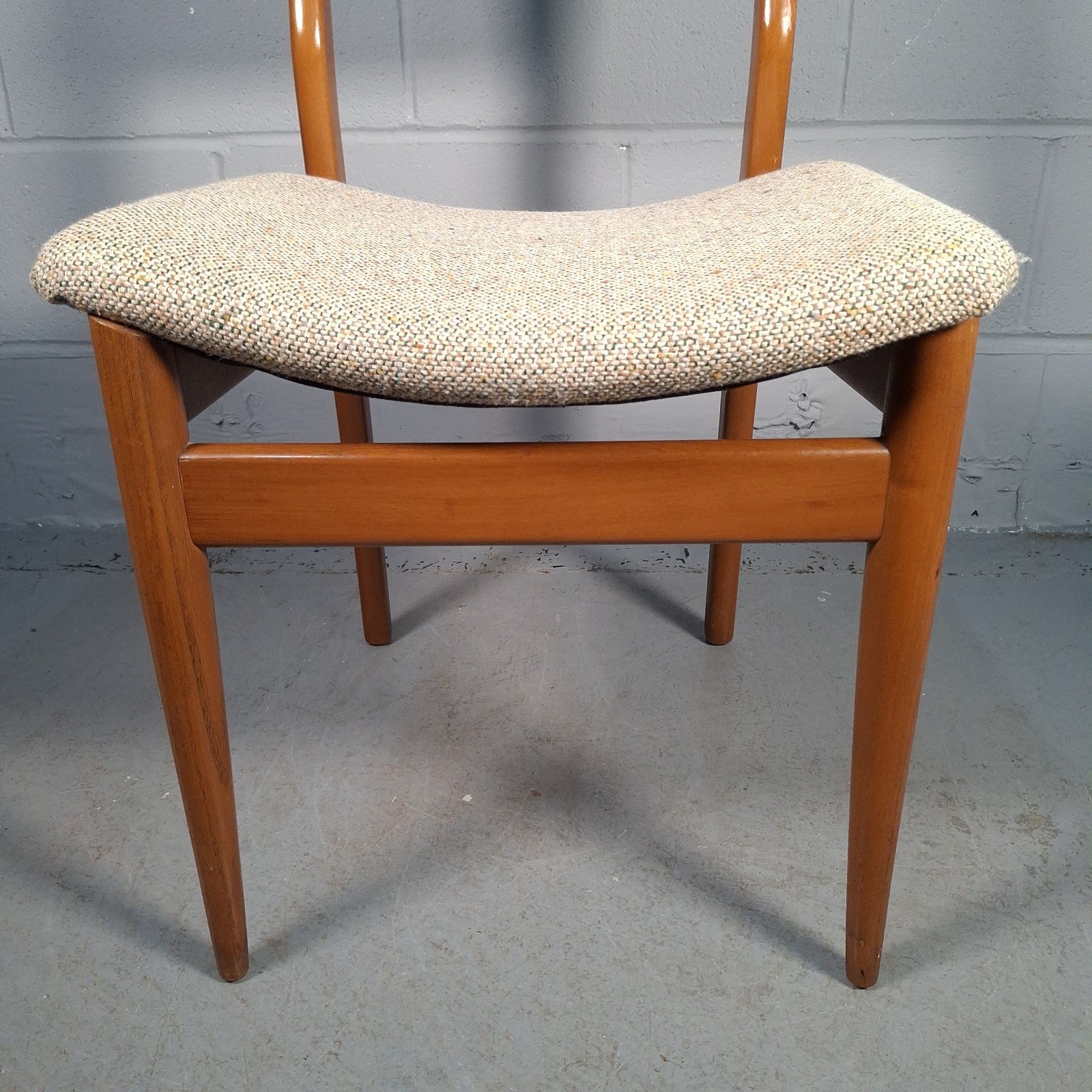Vintage Mid-Century Modern Dining Chair | Teak Tone Wood & Woven Seat | Used | Previously Glued