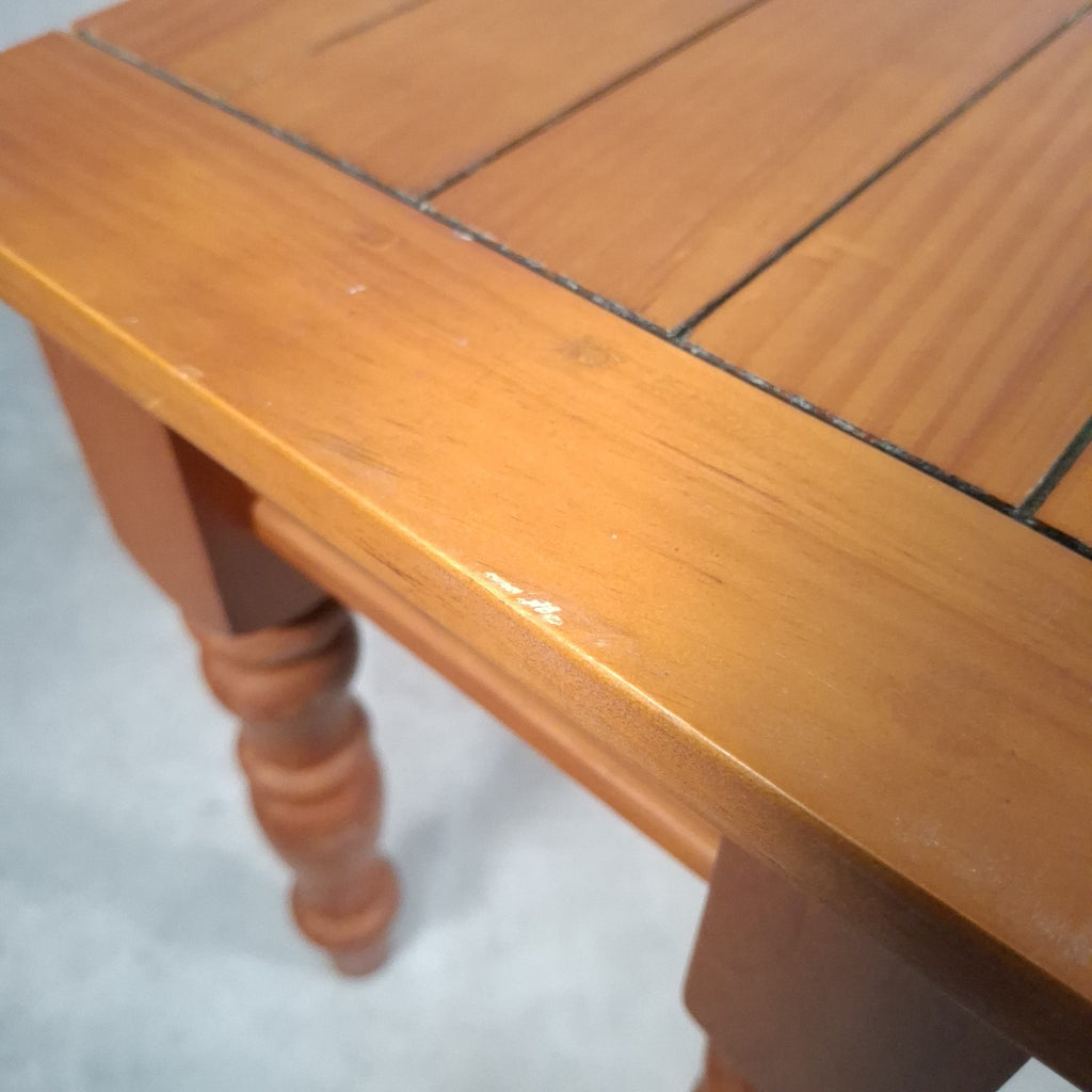 Vintage Solid Pine Nest of 3 Tables Rustic Farmhouse Country Turned Legs