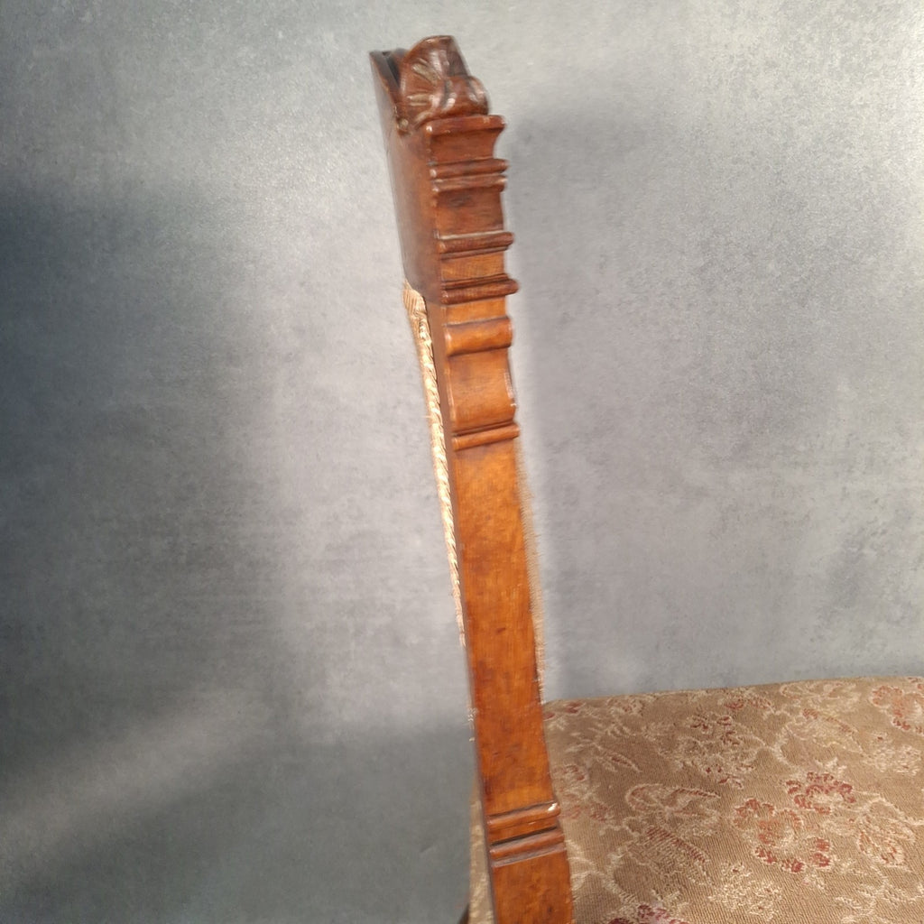 Antique Barber & Son Birmingham Walnut Carved Dining Hall Chair Brass Castors