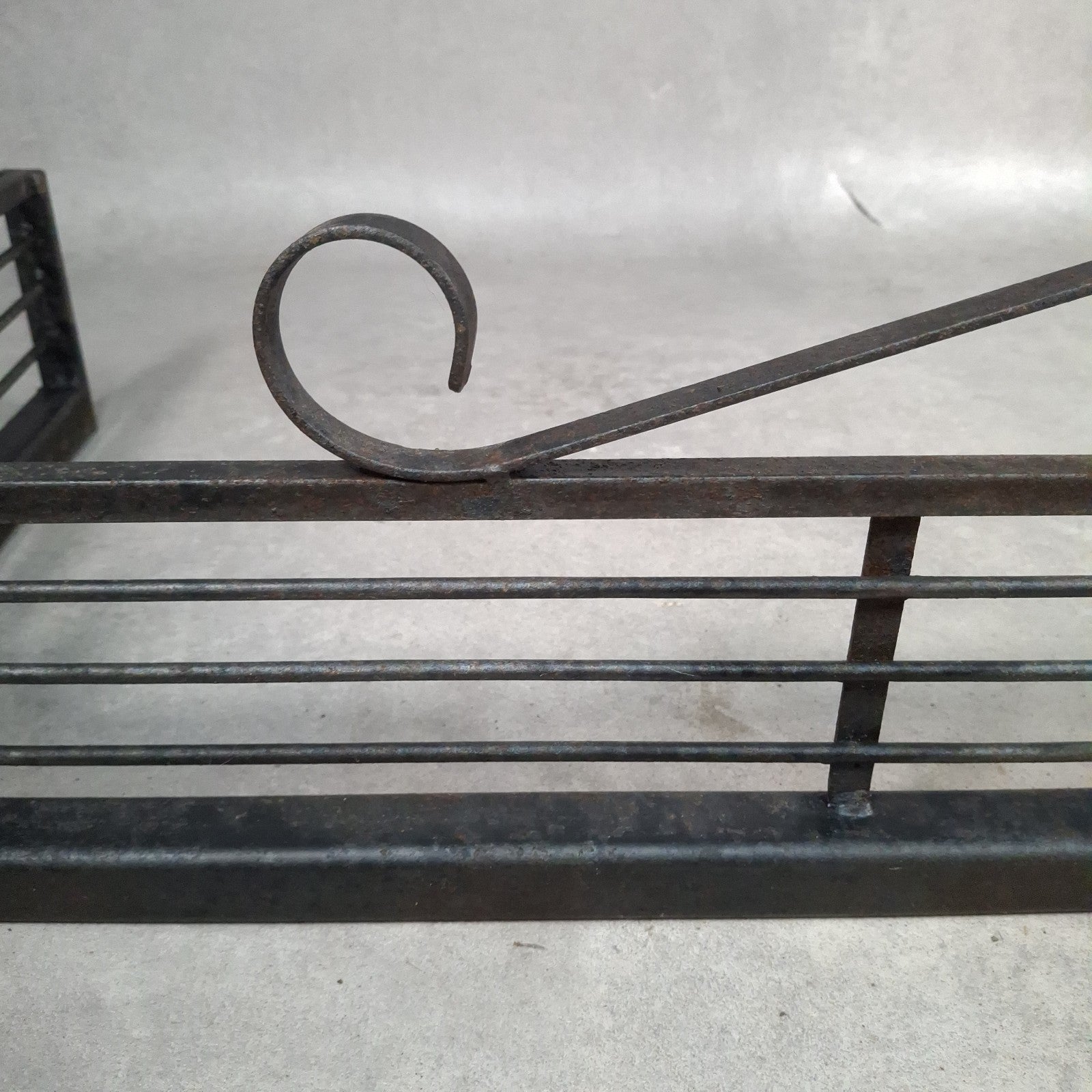 Vintage Black Metal Fireplace Fender | Hearth Kerb Guard | Wrought Iron Style | Used