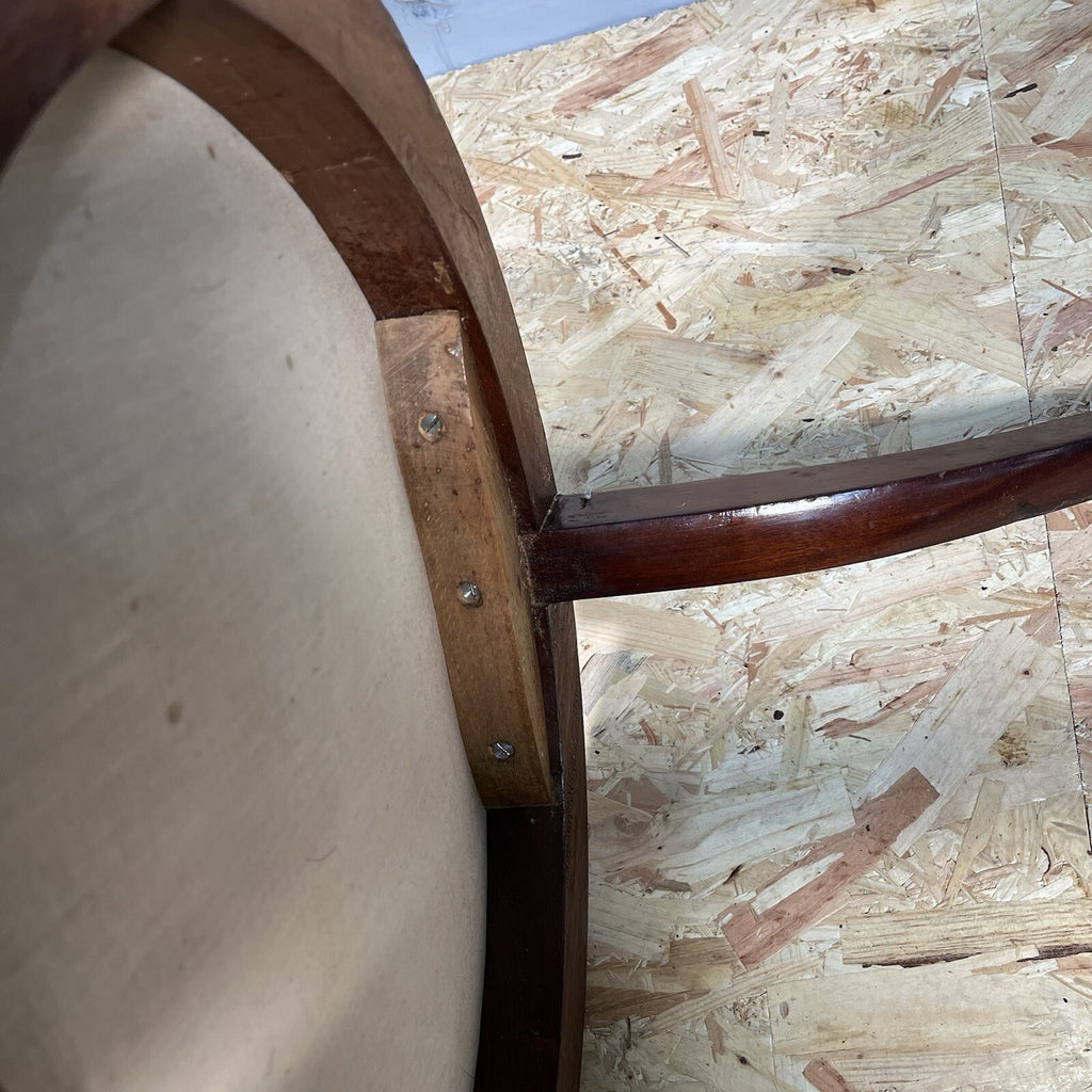 Edwardian Mahogany Upholstered Corner Chair | Oval Base | Antique | Used | Needs Repair