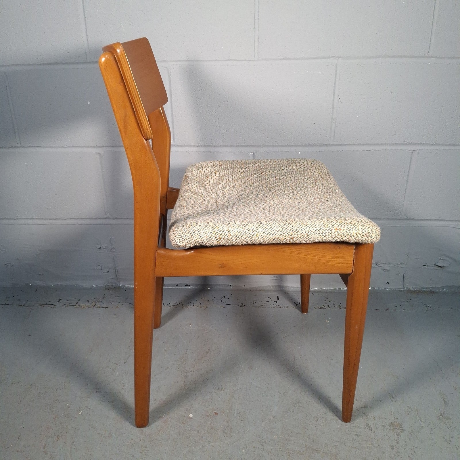 Vintage Mid-Century Modern Dining Chair | Teak Tone Wood & Woven Seat | Used | Previously Glued