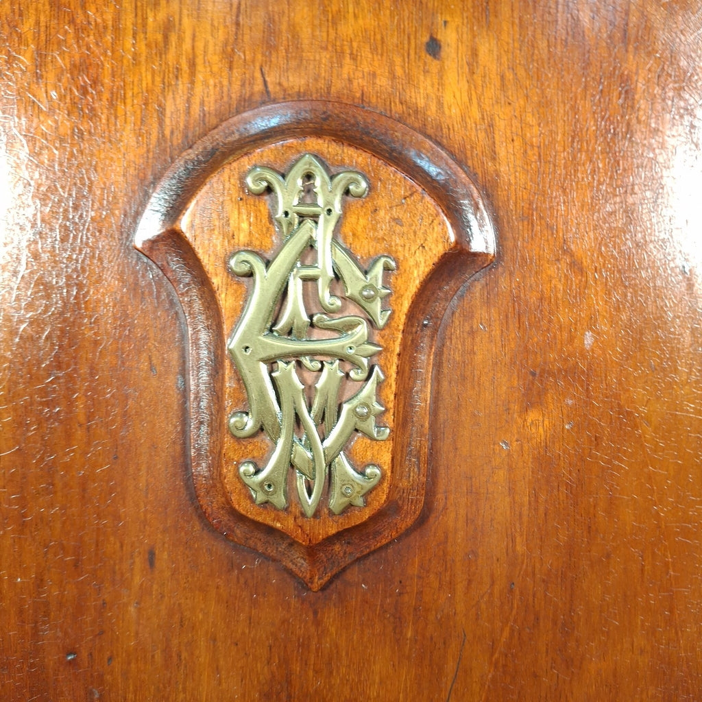 Victorian Mahogany Shield Back Chair With Brass Monogram Initials Antique