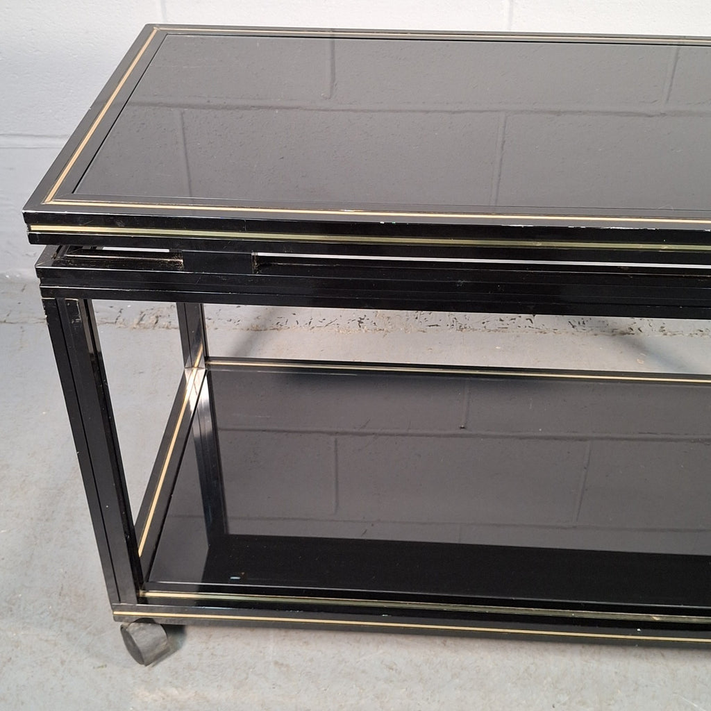 Pierre Vandel Paris Coffee Table On Castors Vintage Black & Gold Two Tier