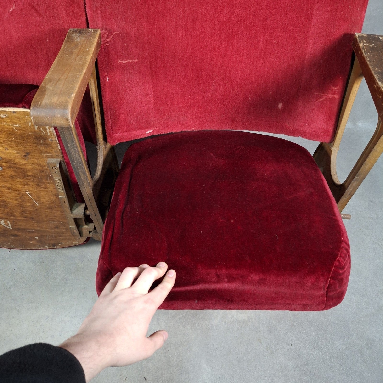 Art Deco Cinema Theatre Twin Seats 2 Chair Fold Up Vintage Prop