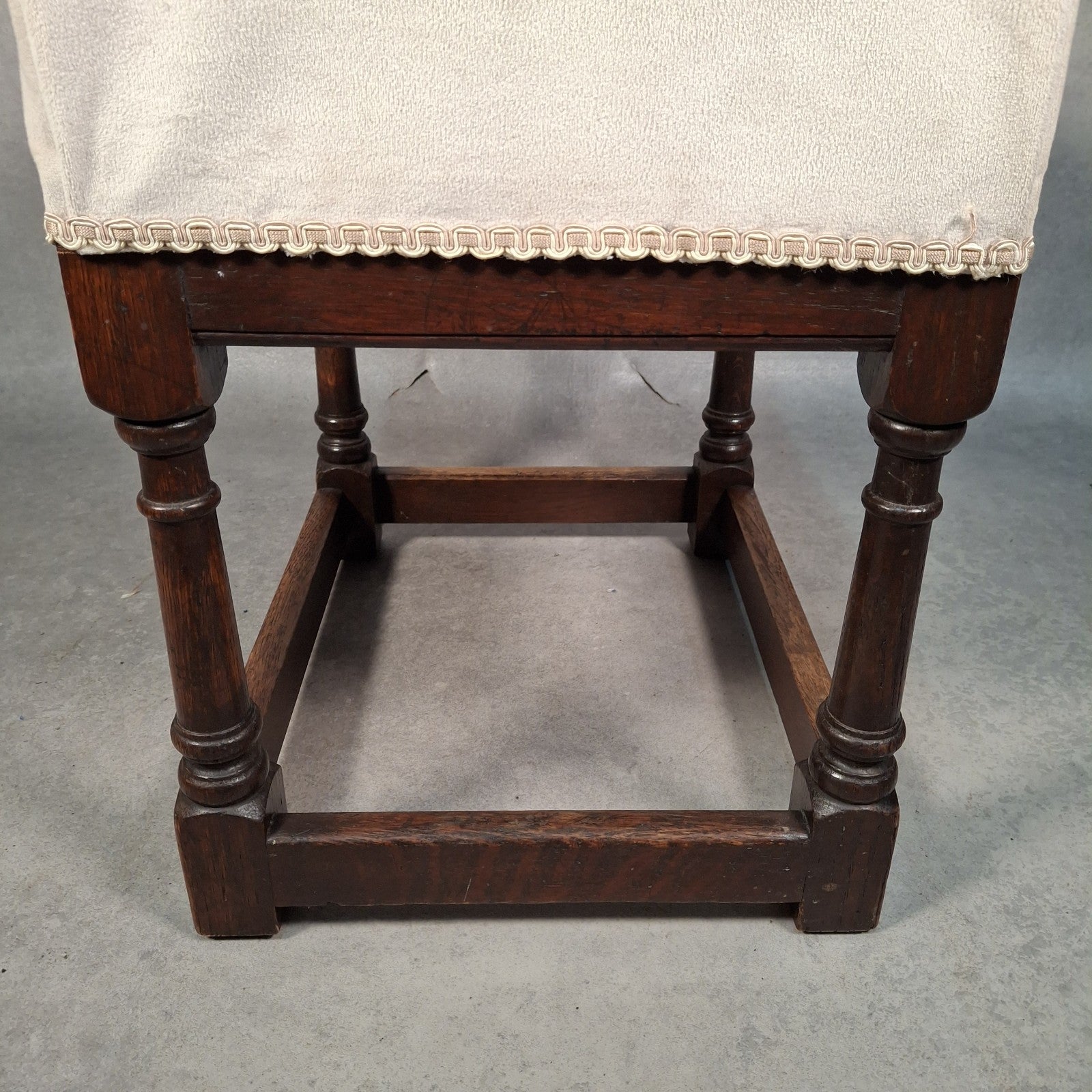 Parker Knoll Vintage Upholstered Footstool Ottoman Turned Legs Stool
