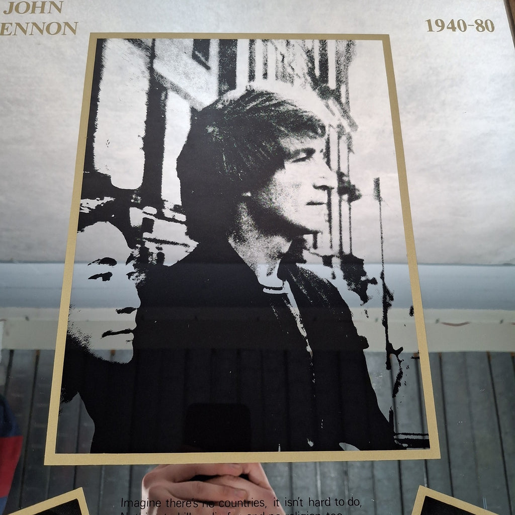 Vintage 1980s John Lennon 1940-1980 Large Framed Picture Mirror Imagine Lyrics