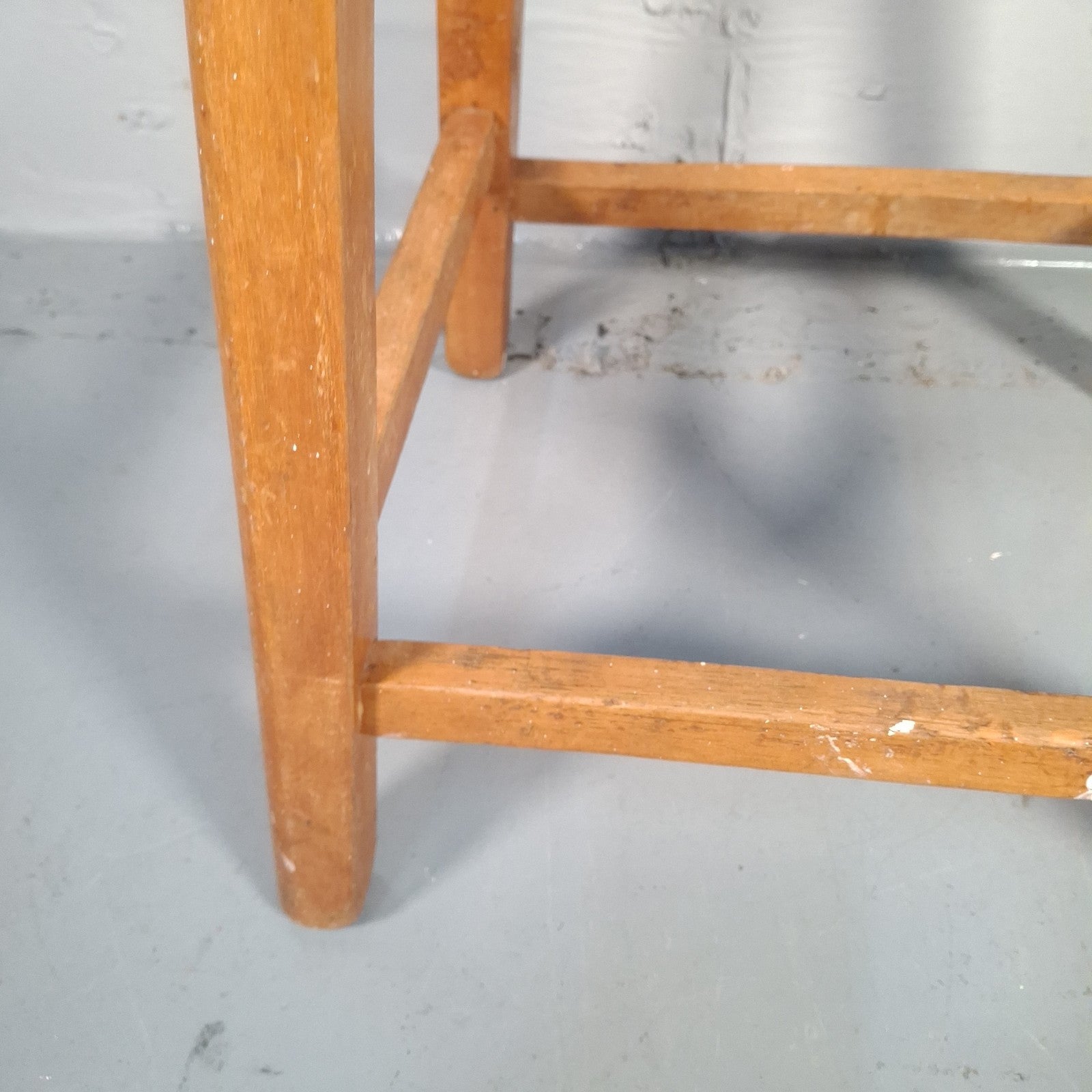 Mid Century Stool Blue Leatherette Topped Vintage Prop
