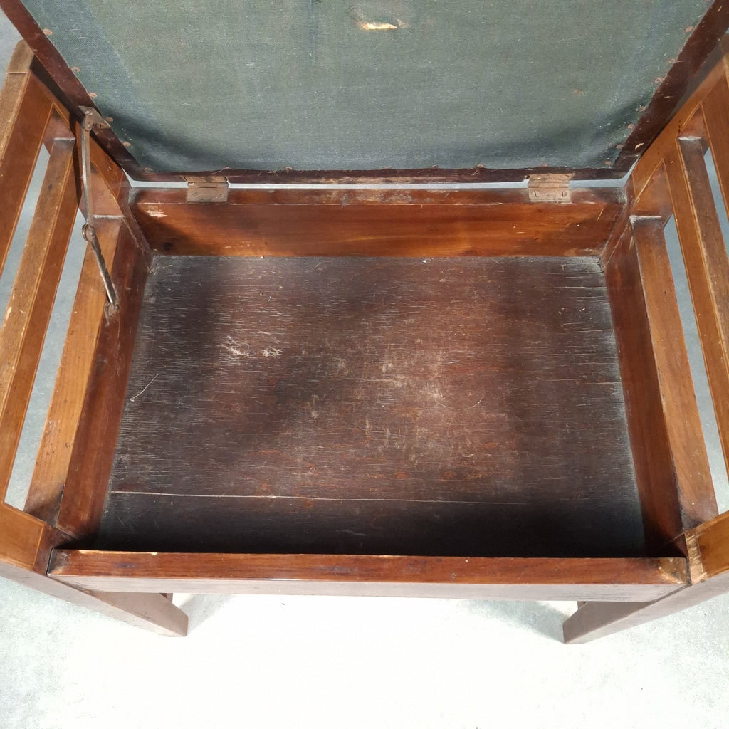 Piano Vanity Table Stool Wooden with Storage Upholstered Seat Mid Century