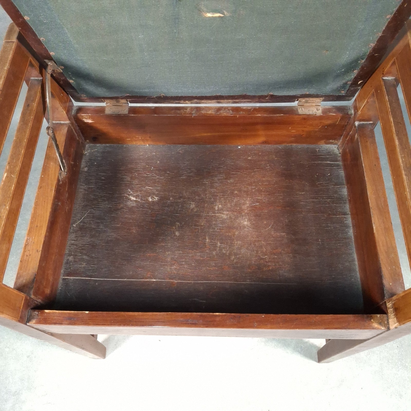 Piano Vanity Table Stool Wooden with Storage Upholstered Seat Mid Century