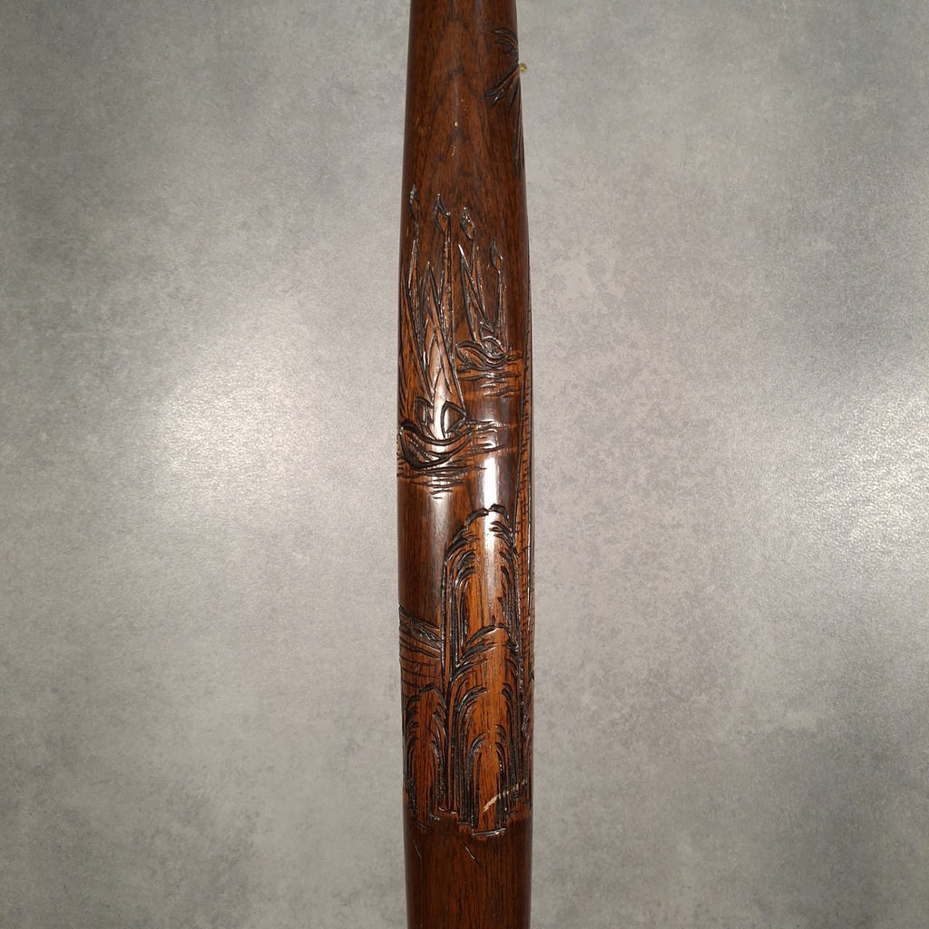 Vintage Carved Wooden Standard Floor Lamp Oriental Bamboo Motif Tall Asian