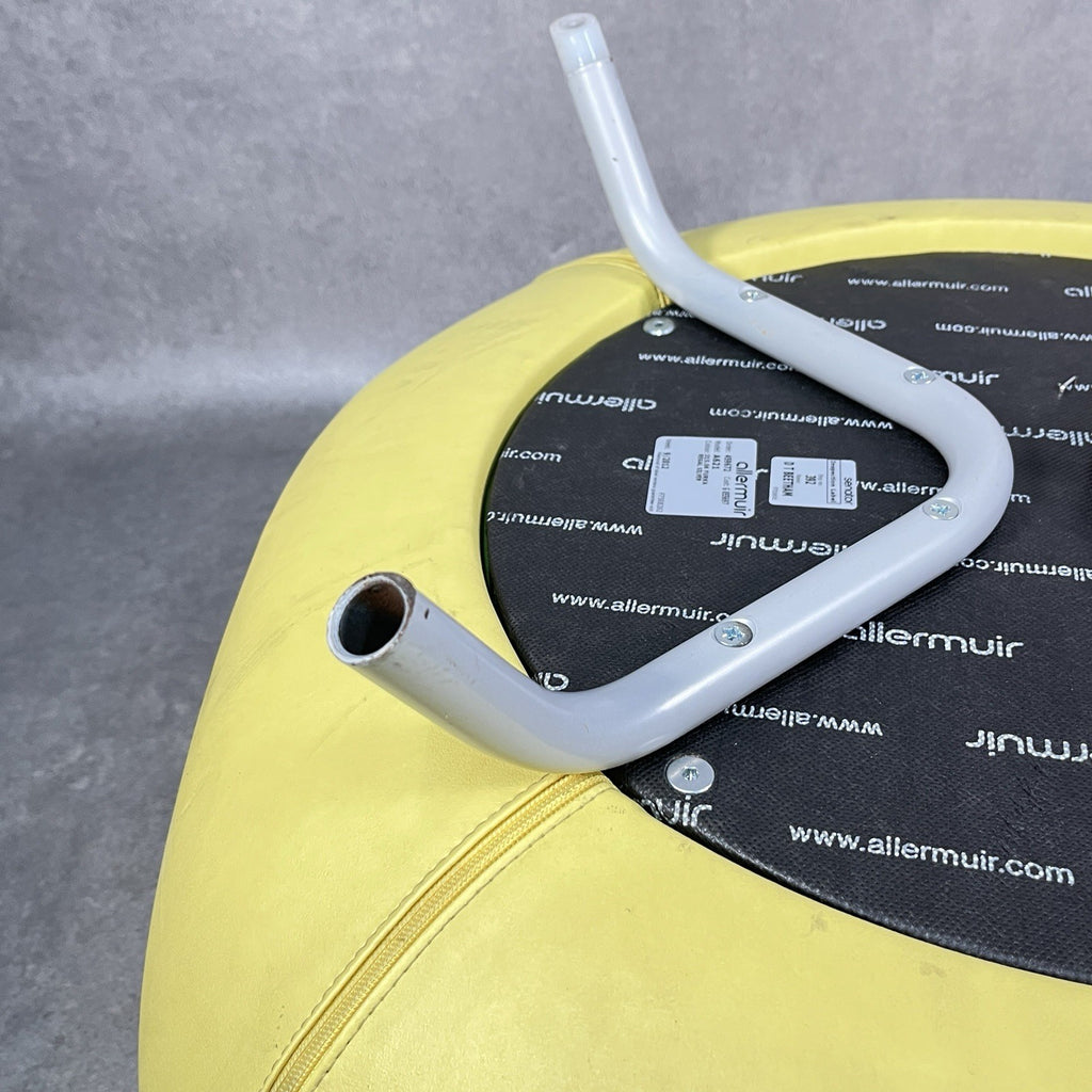Allermuir A621 Commercial Pouf Ottoman | Yellow Vinyl | Furka Regal Silver | 2012 | Used