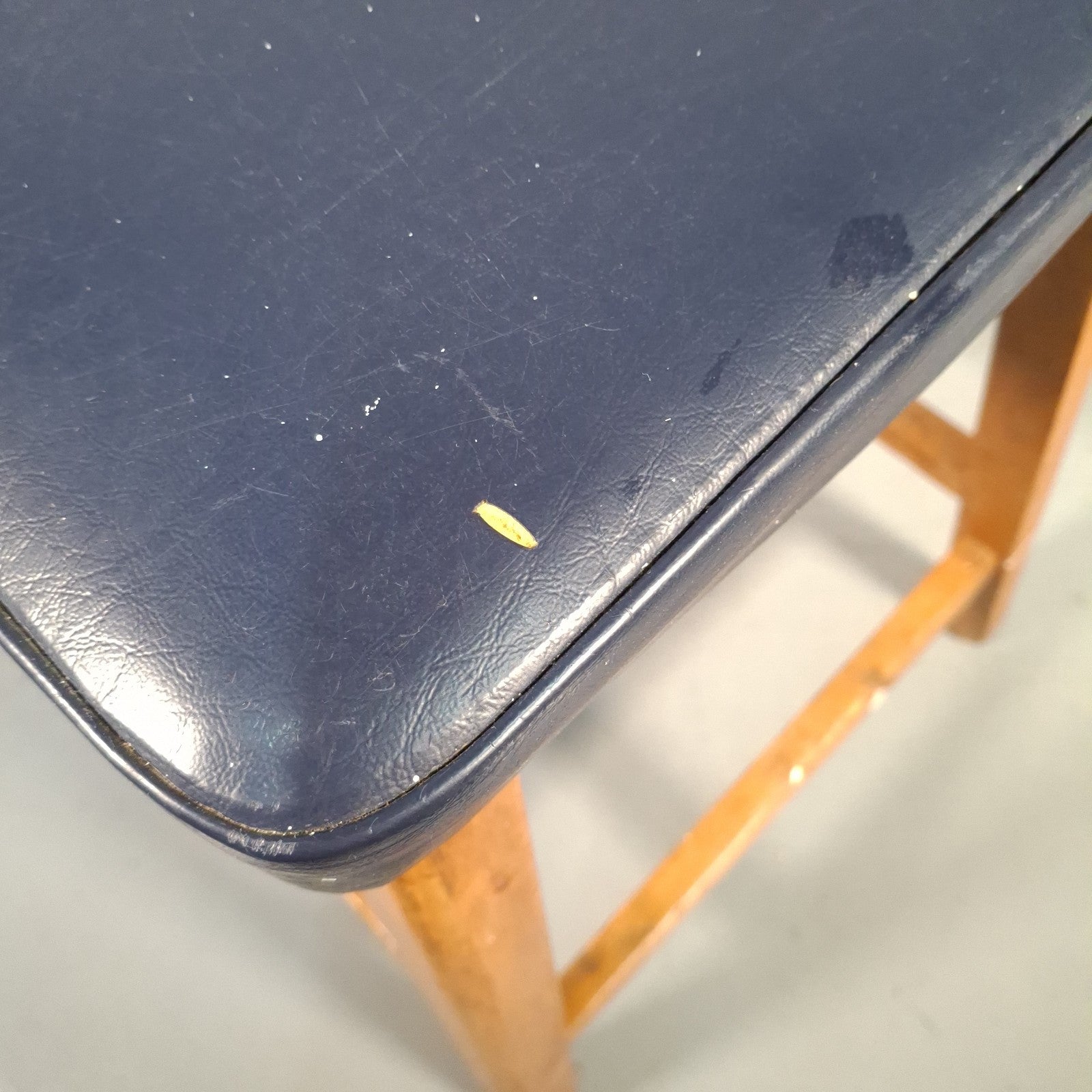 Mid Century Stool Blue Leatherette Topped Vintage Prop