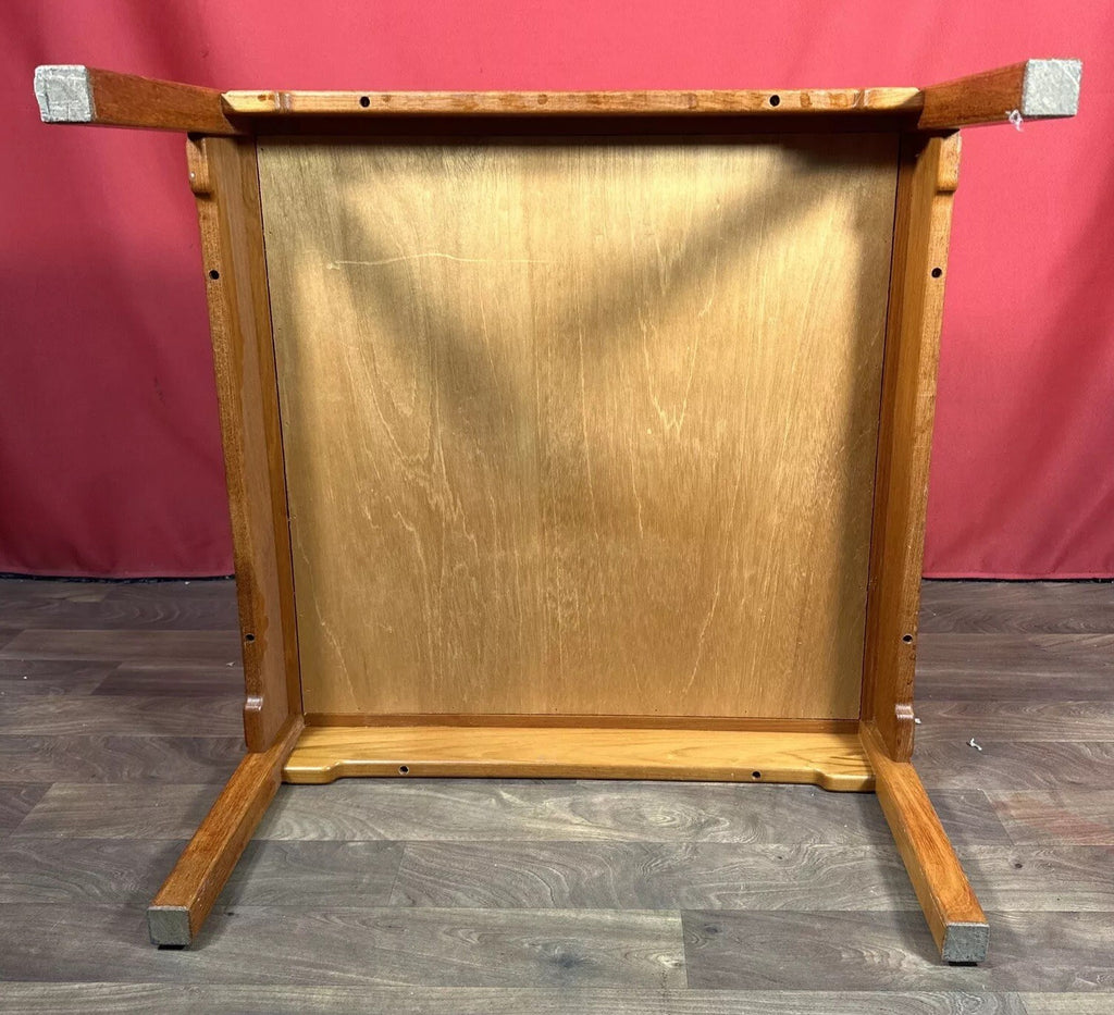 Vintage Danish Mid-Century Coffee Table | Square Teak Frame with Floral Tiled Top