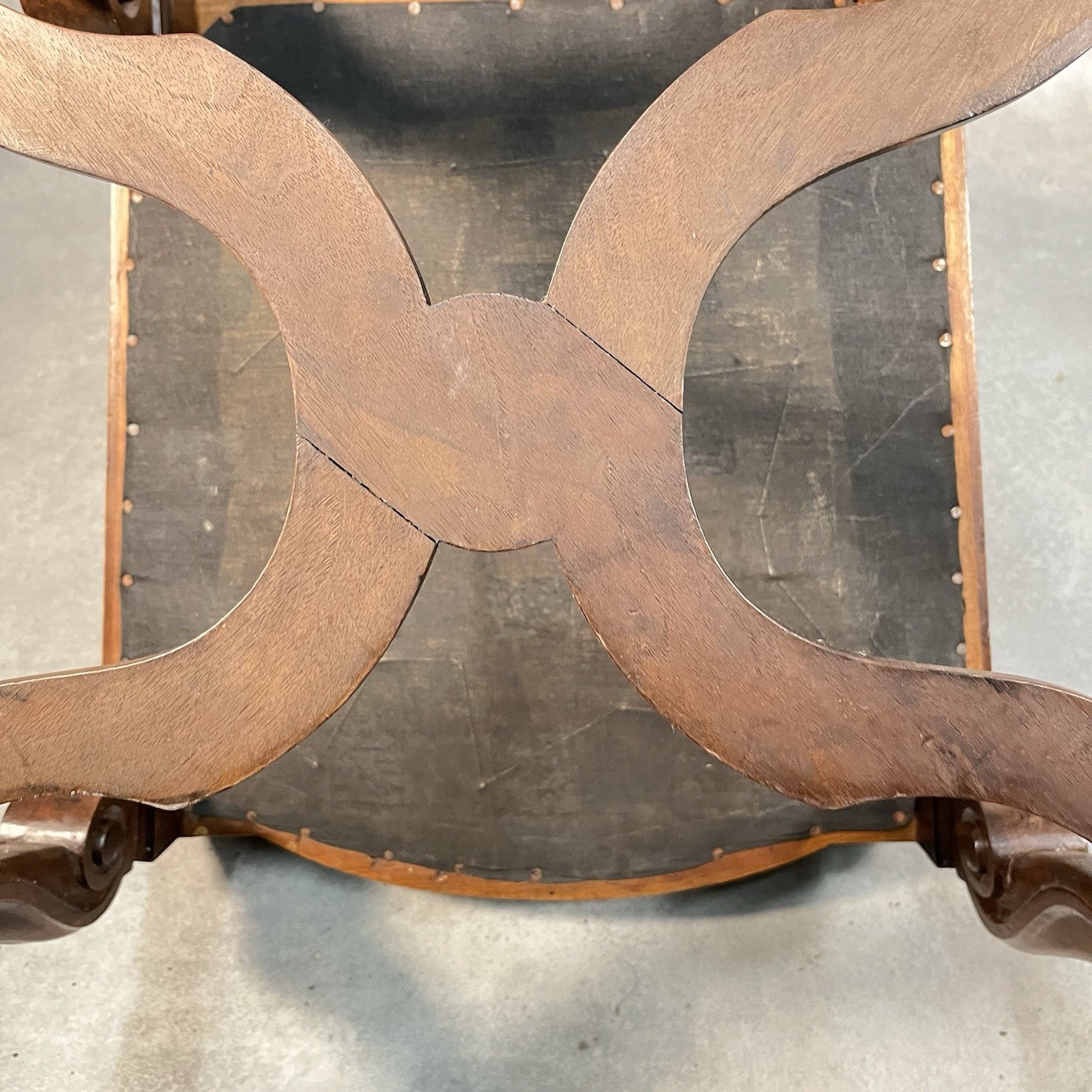 Antique Victorian Renaissance Revival Oak Hall Chair c.1880s Tooled Leather Seat
