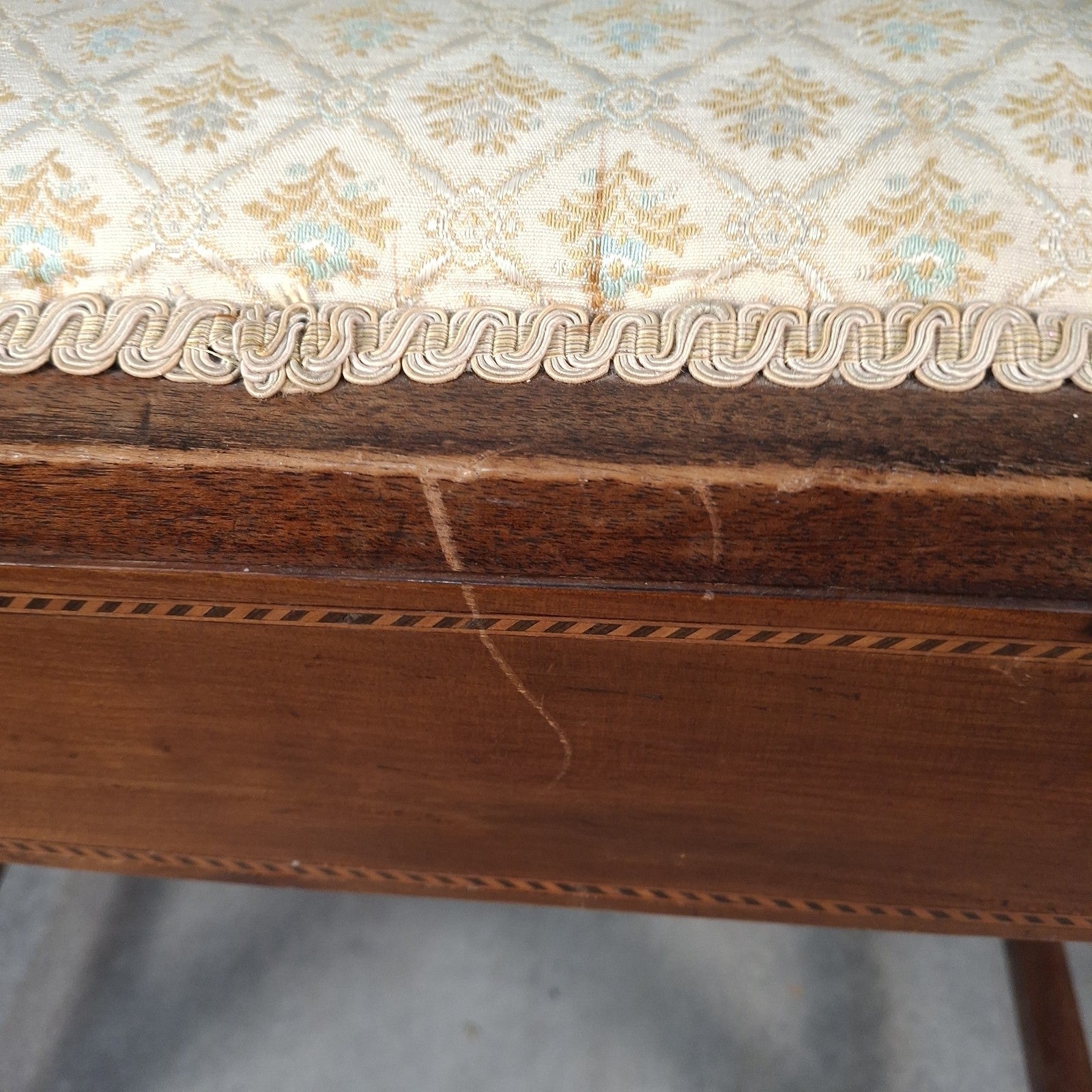 Piano Vanity Table Stool Wooden with Storage Upholstered Seat Mid Century